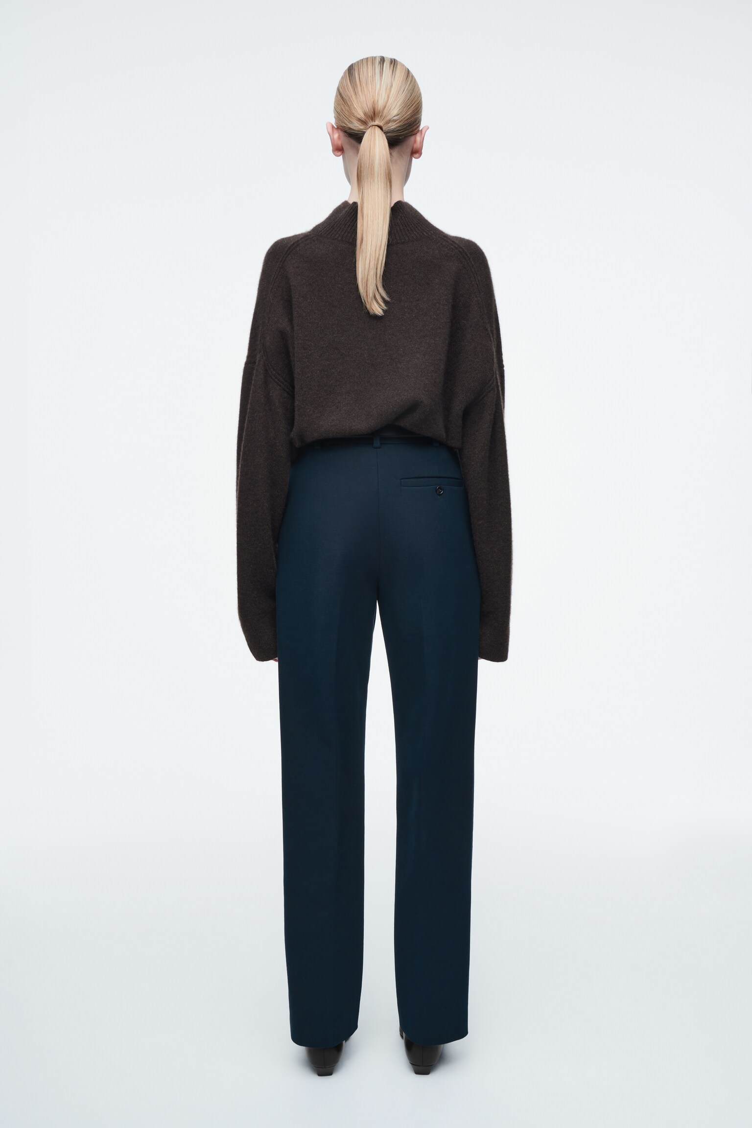PANTALON SLIM REGULAR EN COTON - BLEU MARINE - 4