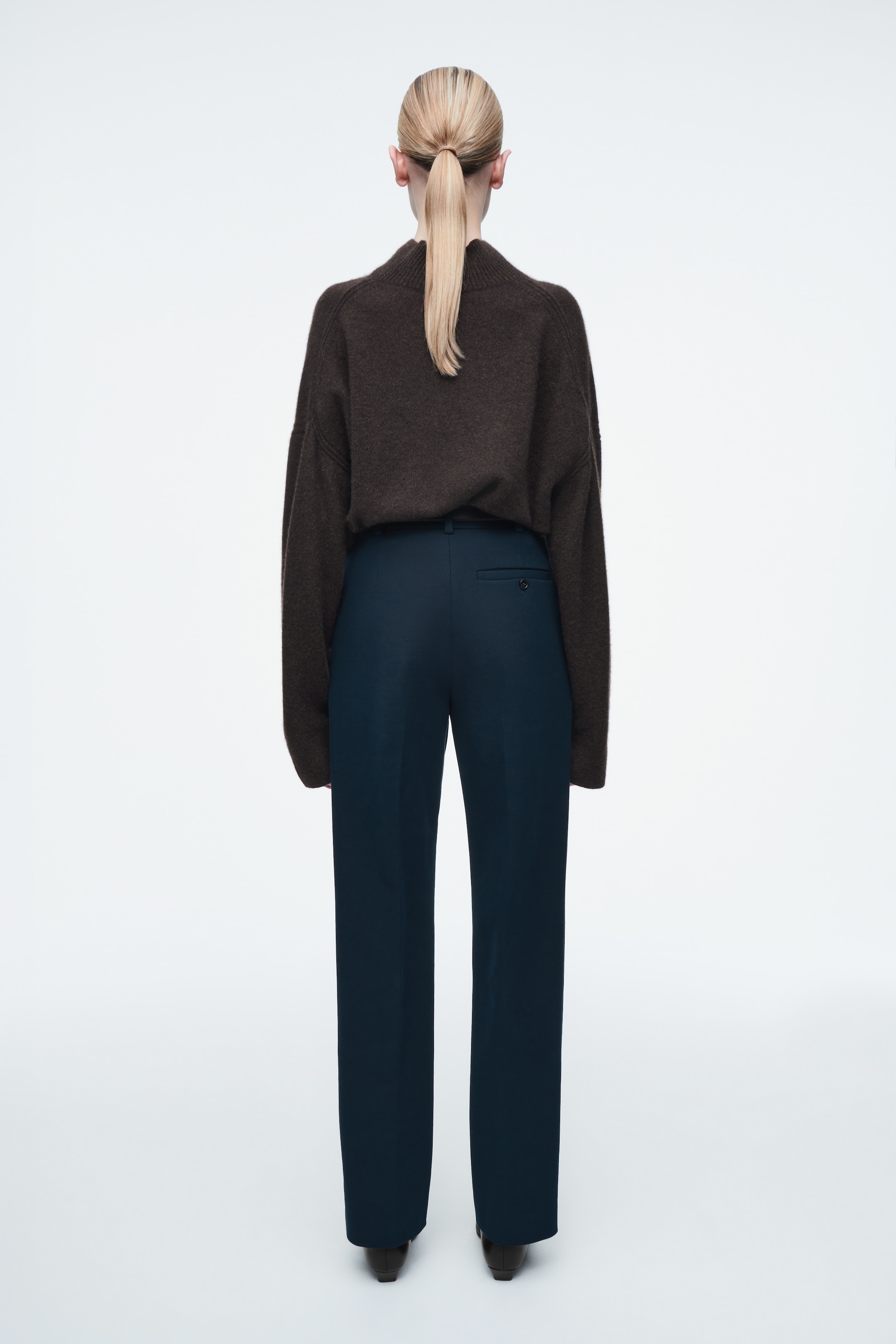 View larger image: REGULAR COTTON SLIM-LEG TROUSERS - NAVY - Ladies | H&M GB 4