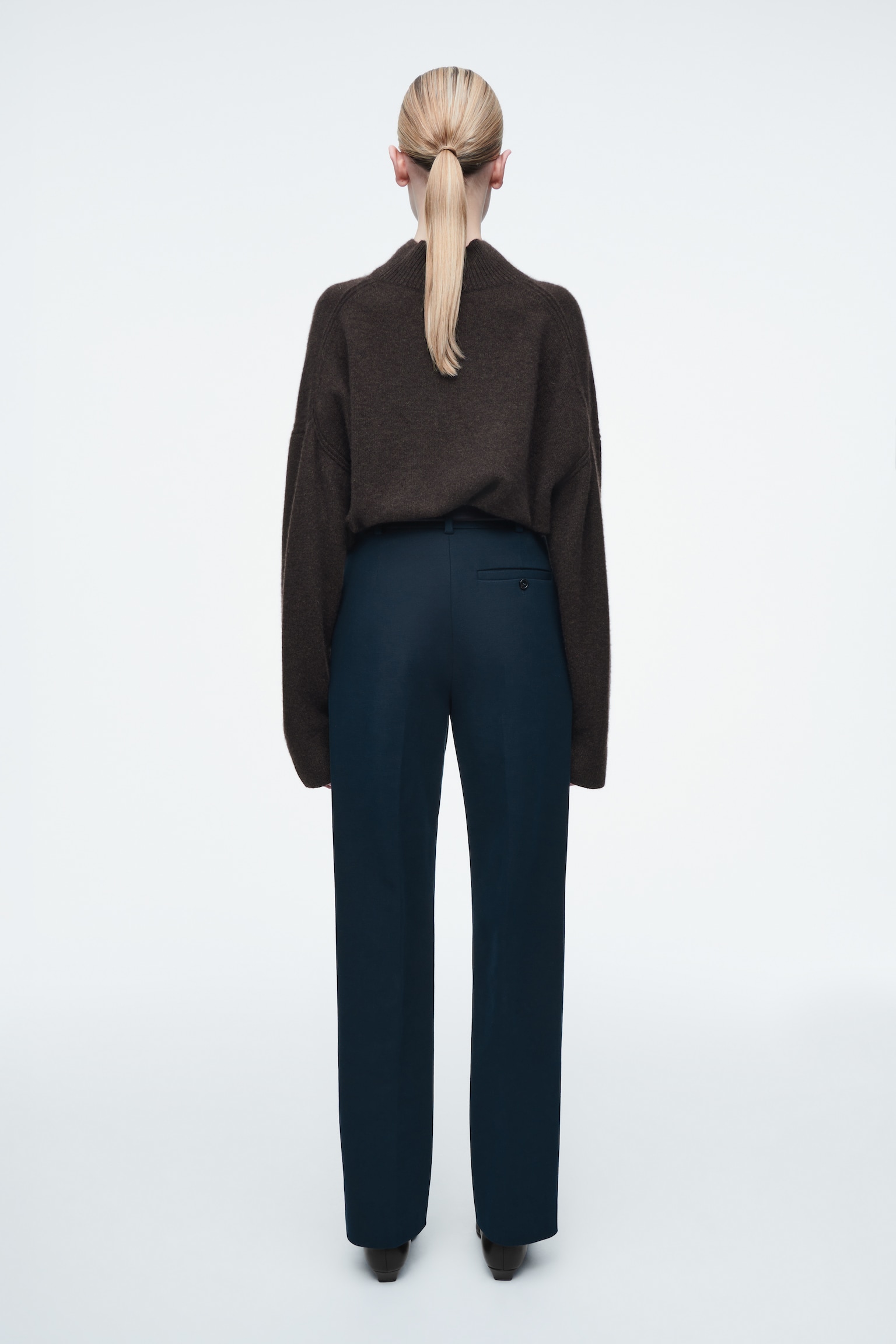REGULAR COTTON SLIM-LEG TROUSERS - NAVY - 3