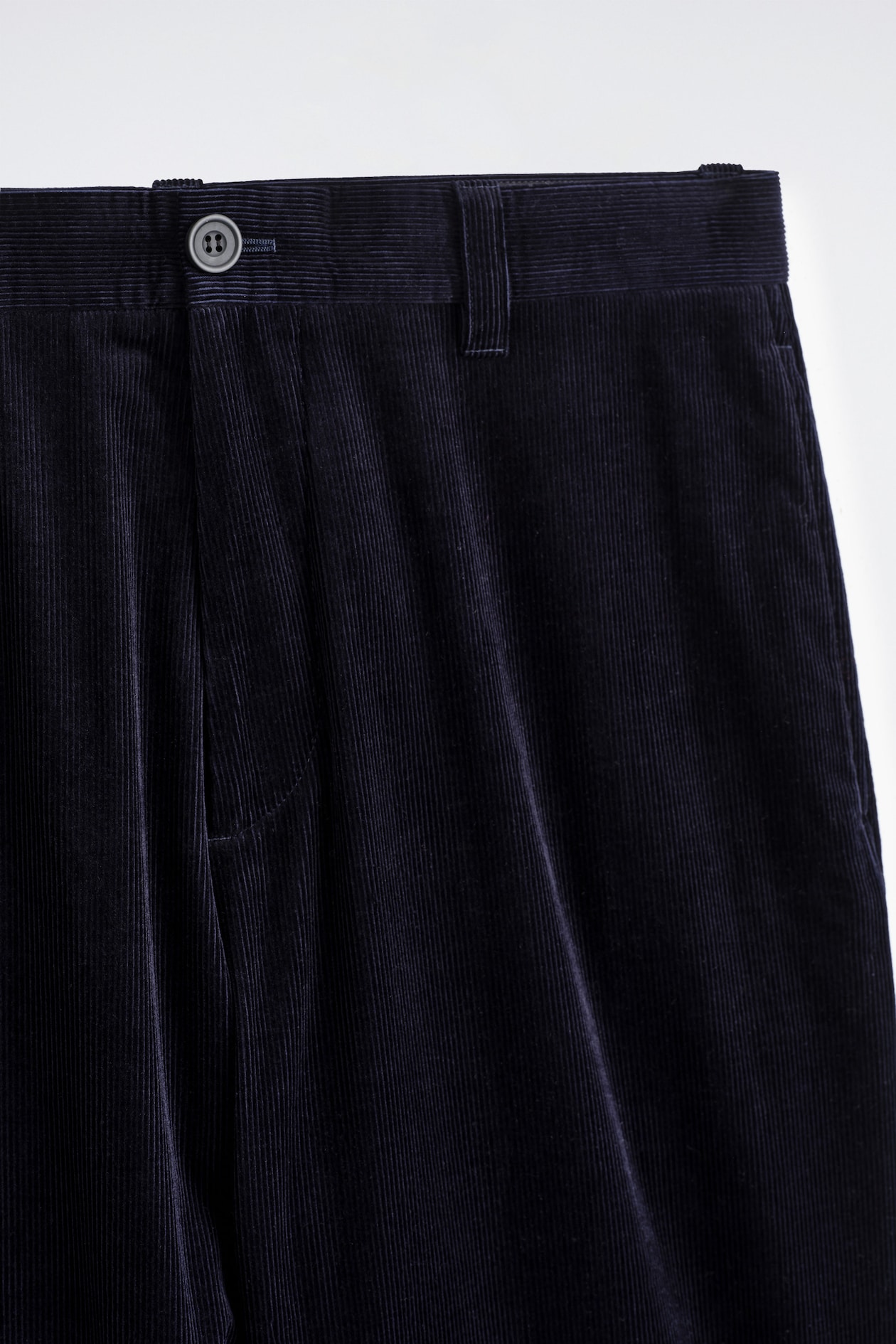 CORDUROY RELAXED-FIT WIDE-LEG TROUSERS — NAVY