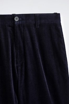CORDUROY RELAXED-FIT WIDE-LEG TROUSERS — NAVY 1