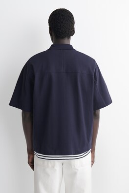 PRESS-STUD COTTON POLO SHIRT — NAVY 3
