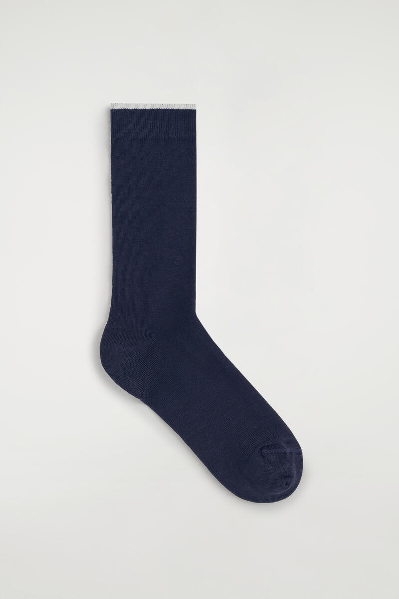 Contrast-Tipped Cotton Socks