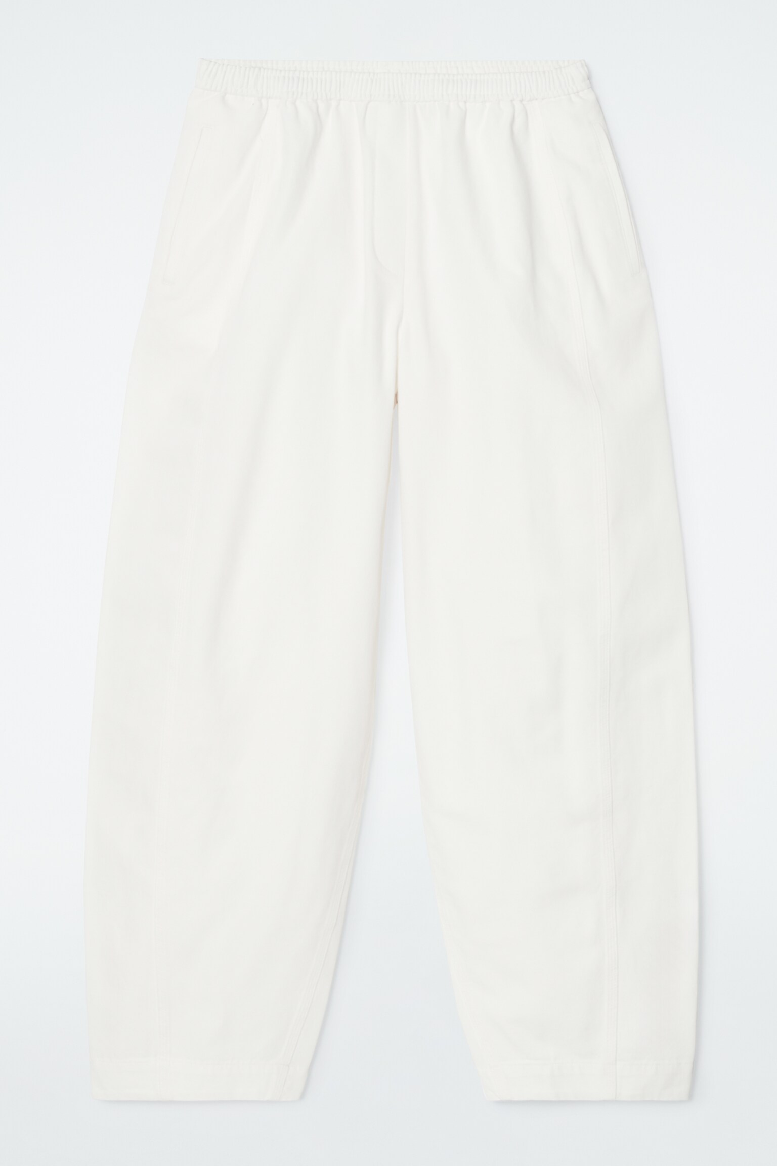 BARREL-LEG COTTON TROUSERS - WHITE/BEIGE/BLACK