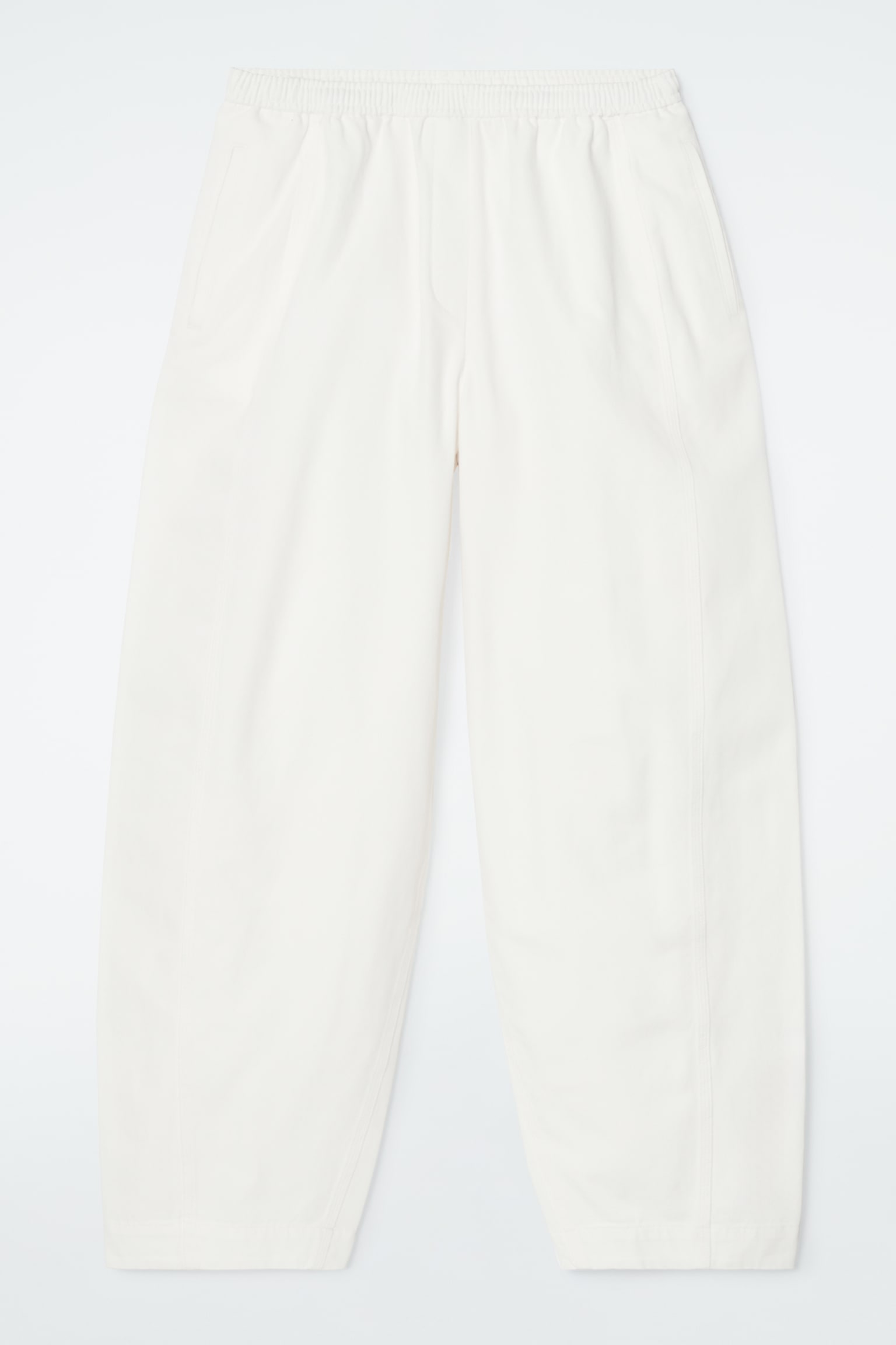 BARREL-LEG COTTON TROUSERS - WHITE/BEIGE/BLACK