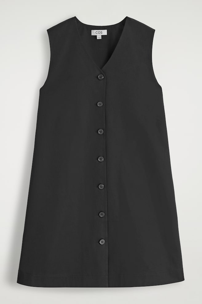 VESTIDO CORTO ALGODÓN PIMA BOTONES - NEGRO/ROSA - 1