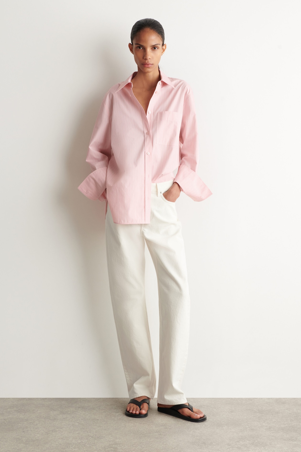 STRIPED COTTON SHIRT — PINK / STRIPED