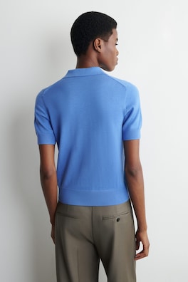 SHRUNKEN WOOL-BLEND POLO SHIRT — BLUE 4