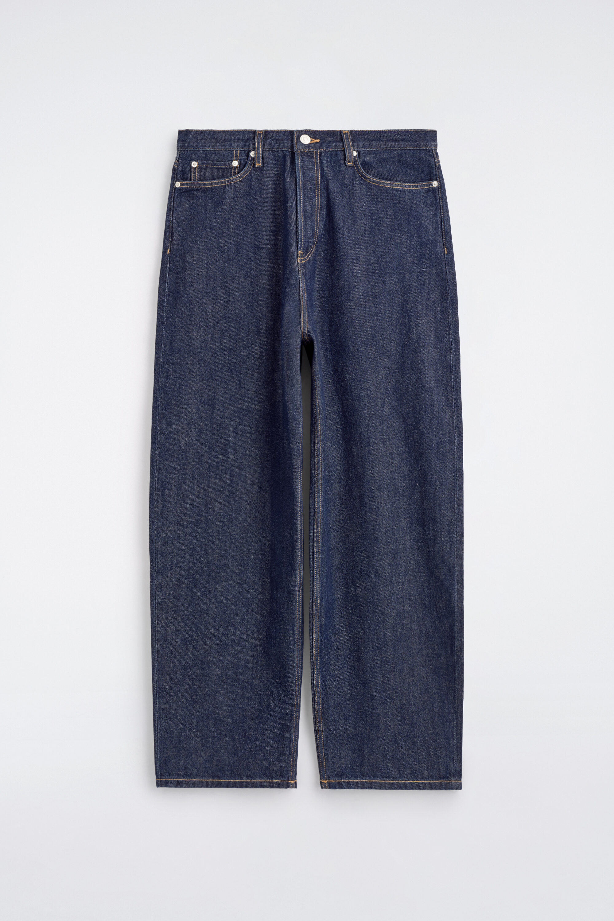 Mallow Relaxed-Fit Barrel-Leg Jeans - Dark Blue