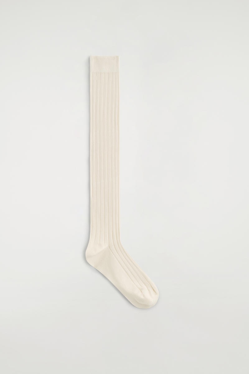 Ribbed Silk Knee Socks