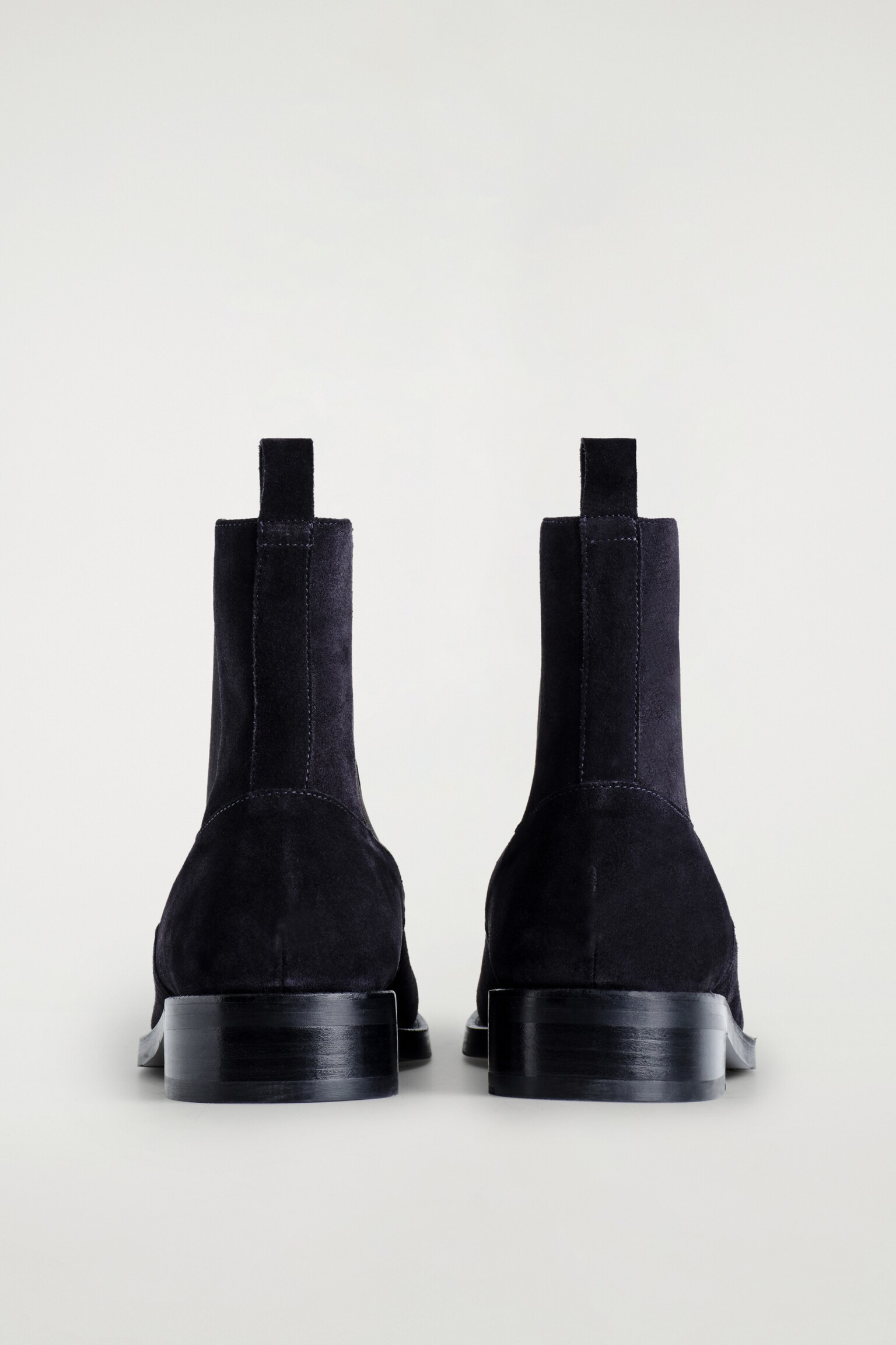 CHELSEA BOOTS EN CUIR À BOUT CARRÉ - BLEU MARINE/NOIR - 3