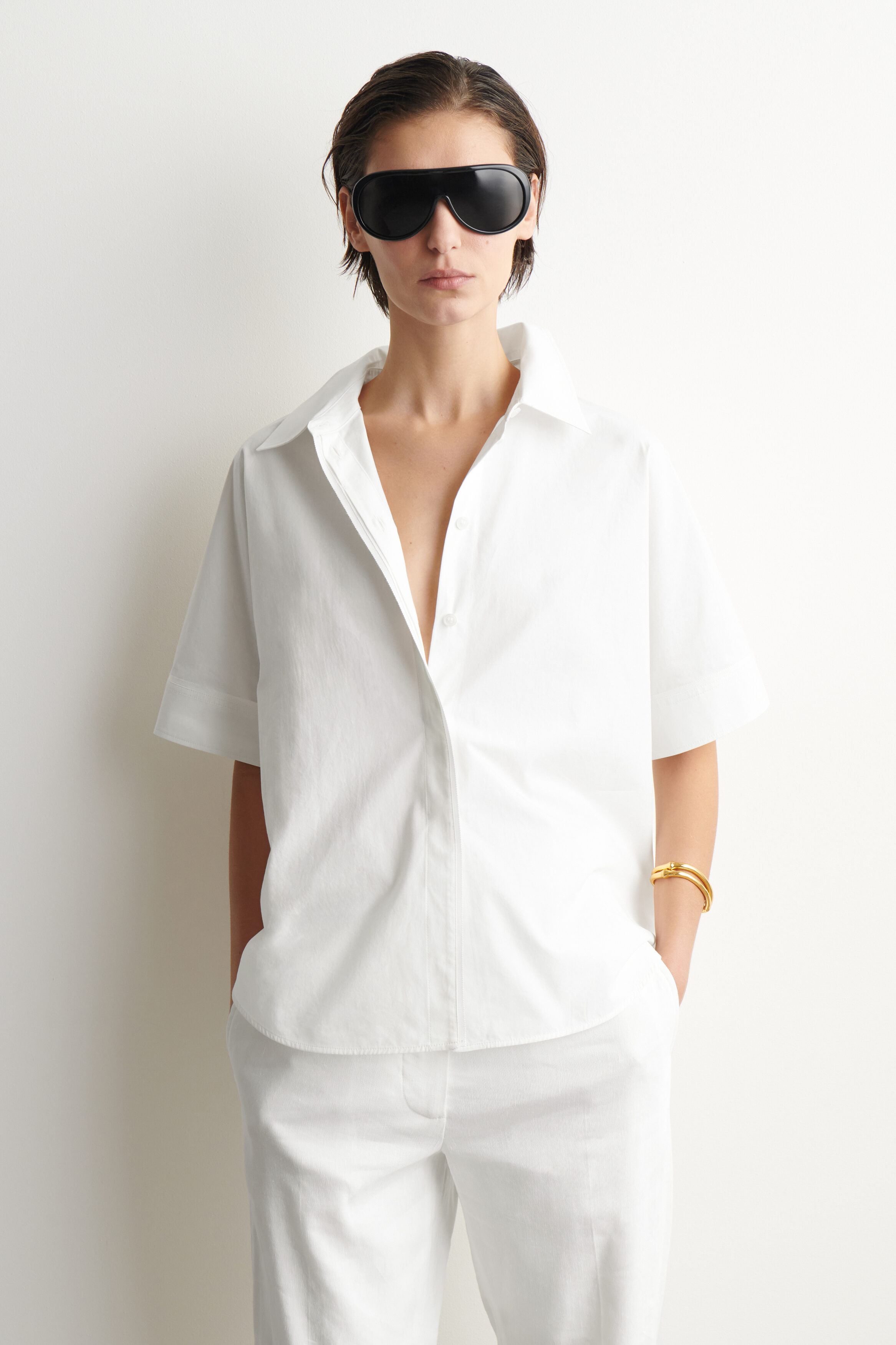Oversized Short-Sleeved Cotton Shirt