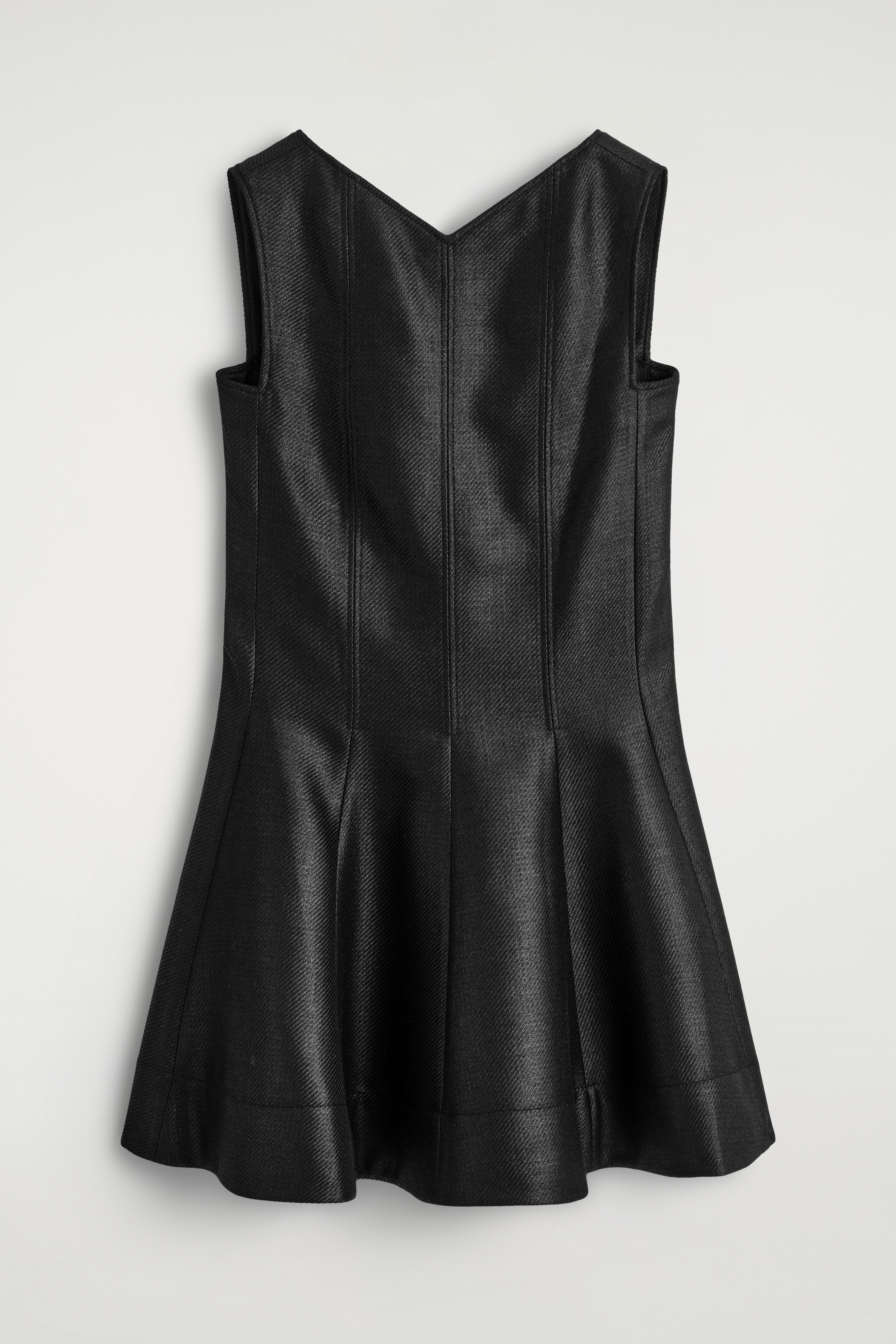 METALLIC WOOL-BLEND MINI DRESS - METALLIC BLACK