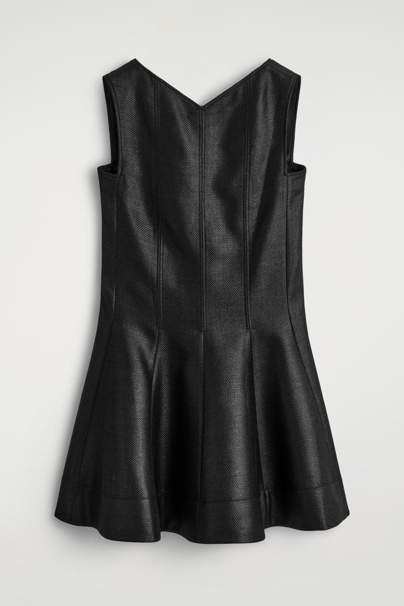 Cos Metallic Wool-blend Mini Dress In Black