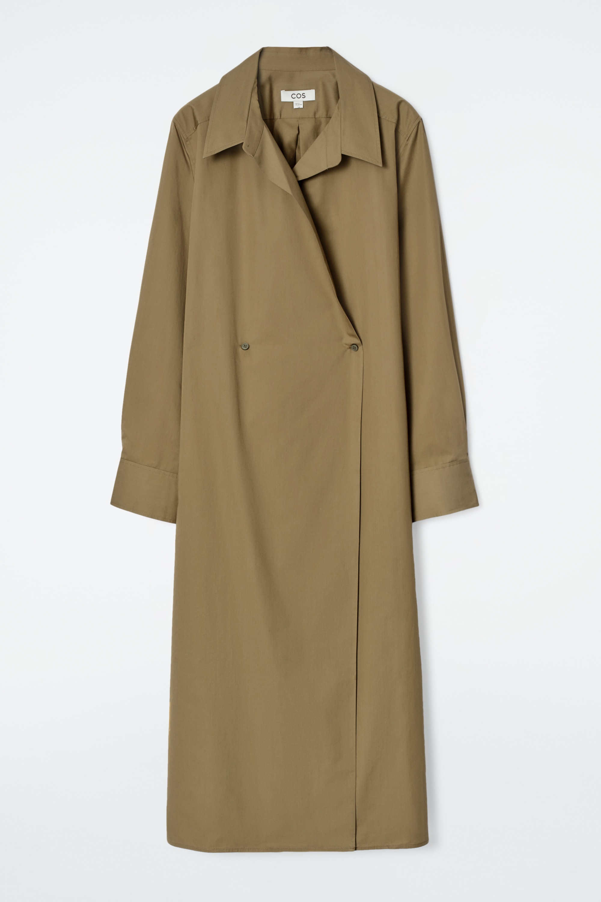 DOUBLE-BREASTED MIDI SHIRT DRESS - KHAKI/NAVY