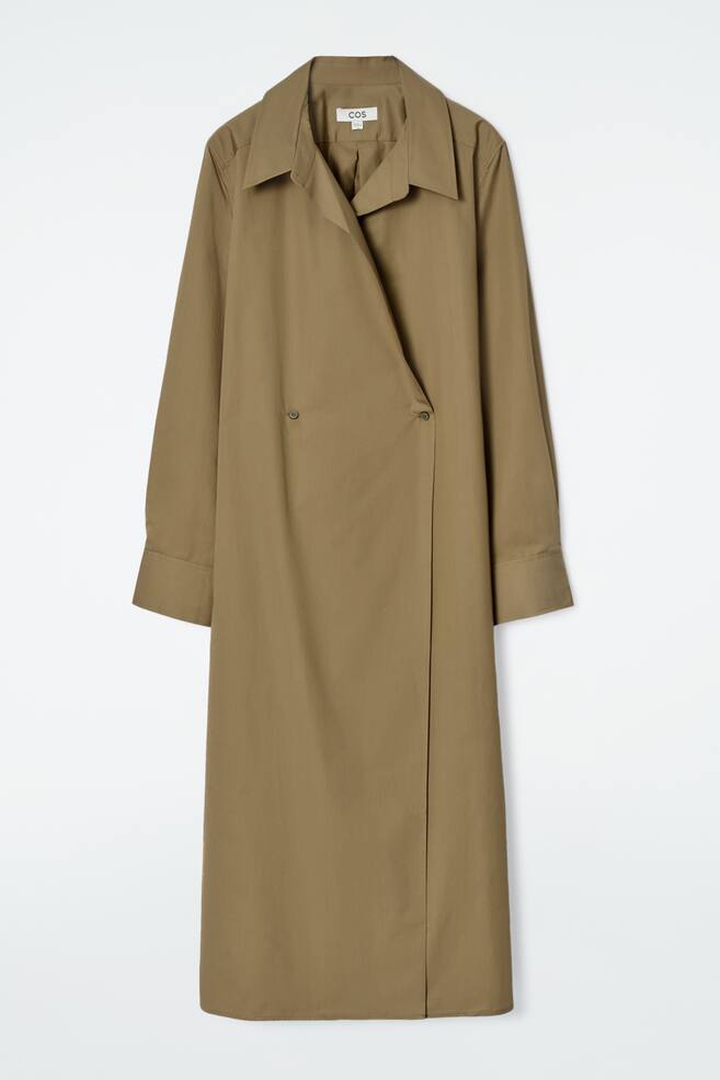 Kaksirivinen midi-paidamekko - Khaki/laivastonsininen - 1