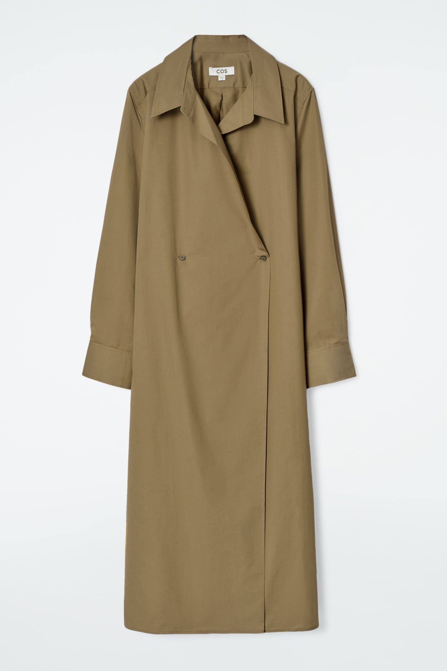 DOUBLE-BREASTED MIDI SHIRT DRESS - KHAKI/NAVY