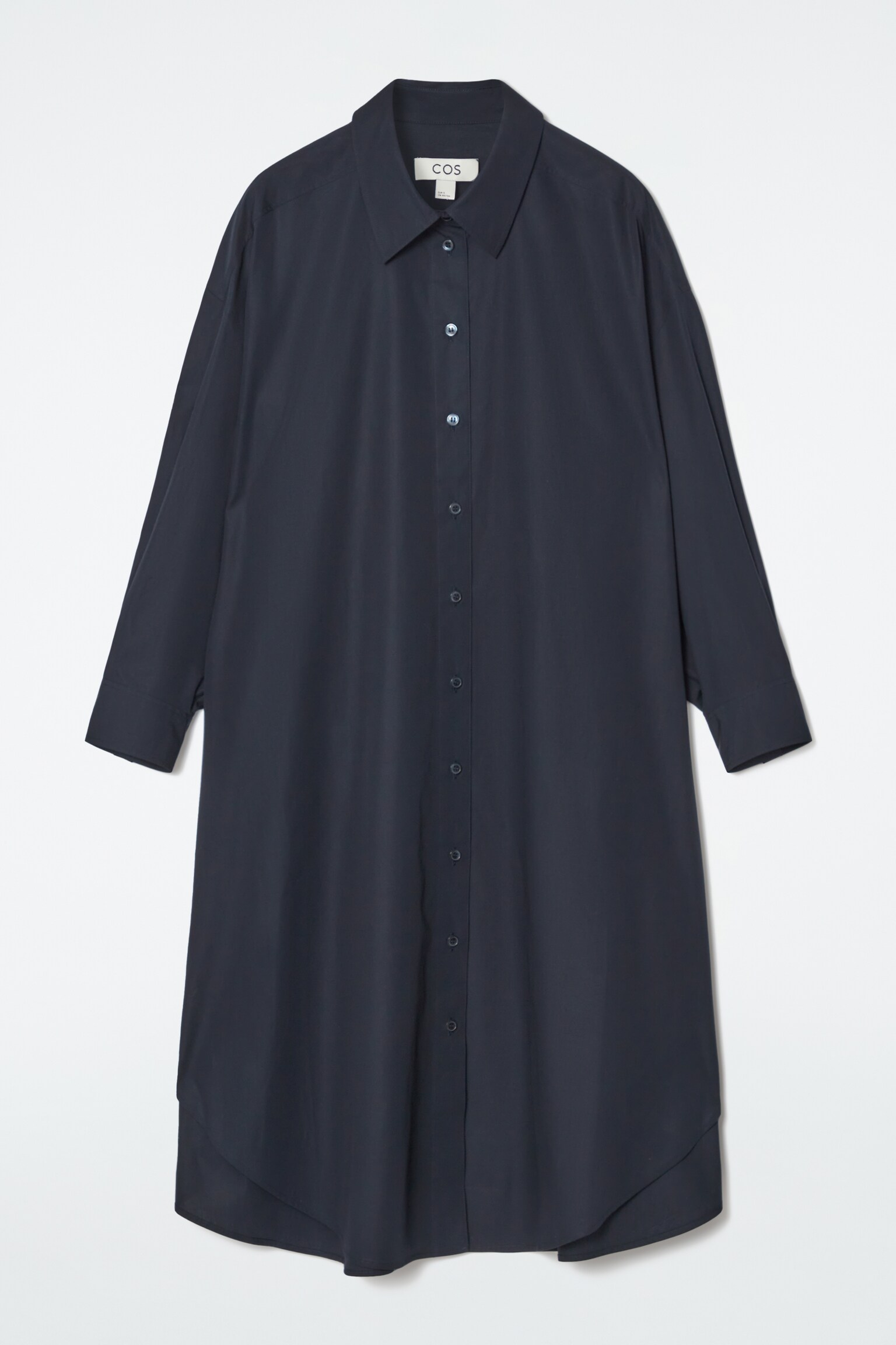 OVERSIZED DRAPED SHIRT DRESS - NAVY