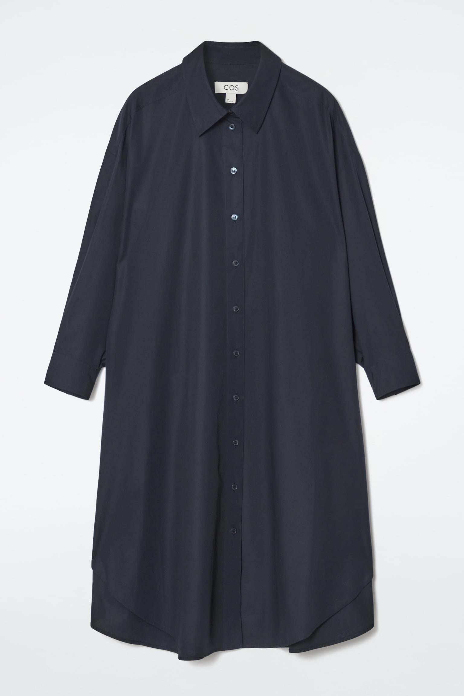 OVERSIZED DRAPED SHIRT DRESS - NAVY