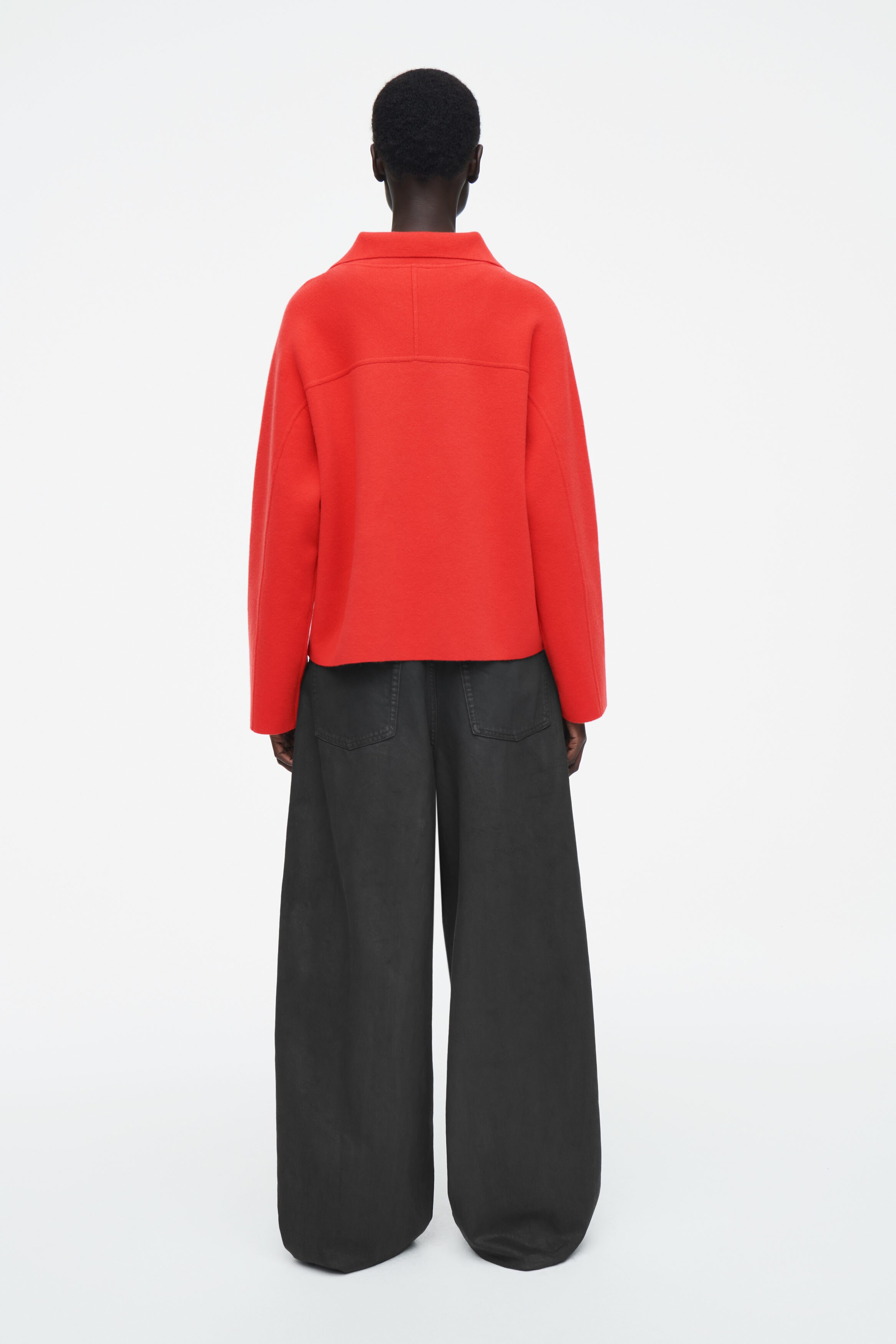 ウールブレンドケープ　cosstores MERINO WOOL HALF-ZIP SWEATER - BRIGHT RED | COS
