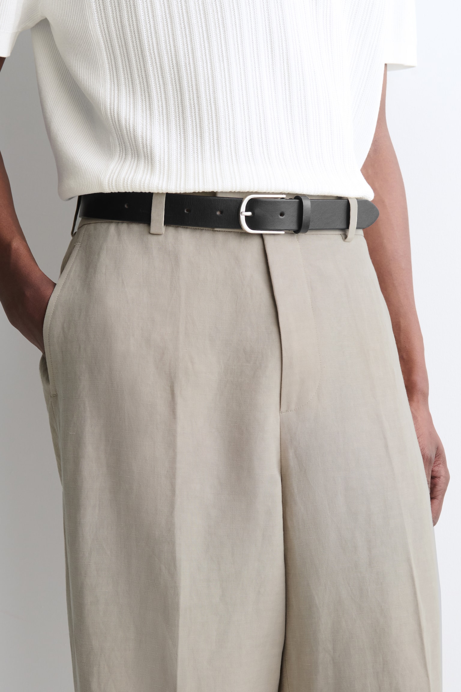 Linnen broek met losse pasvorm en rechte pijpen - buinbeige - 5