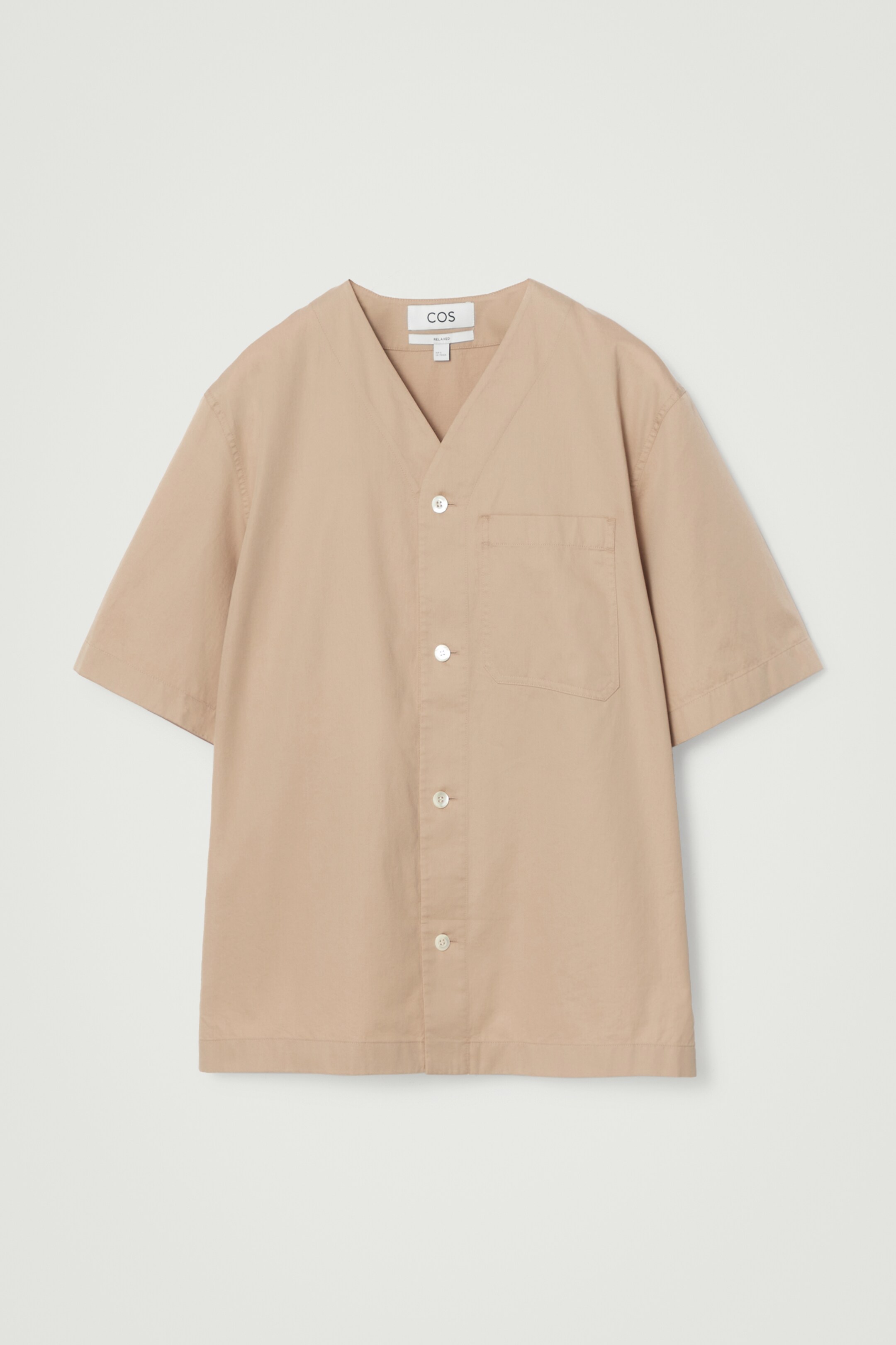 Ingrandisci l'immagine: RELAXED COLLARLESS COTTON SHIRT - BEIGE - UOMO | H&M CH 1