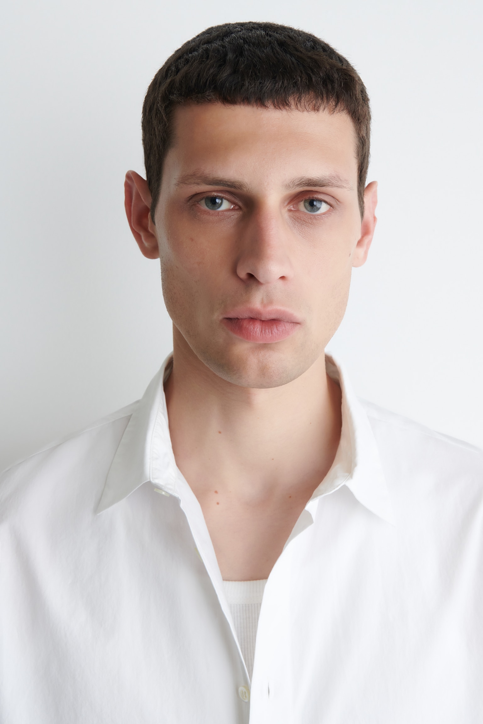 RELAXED PIMA COTTON-POPLIN SHIRT - WHITE/LIGHT BLUE - 8