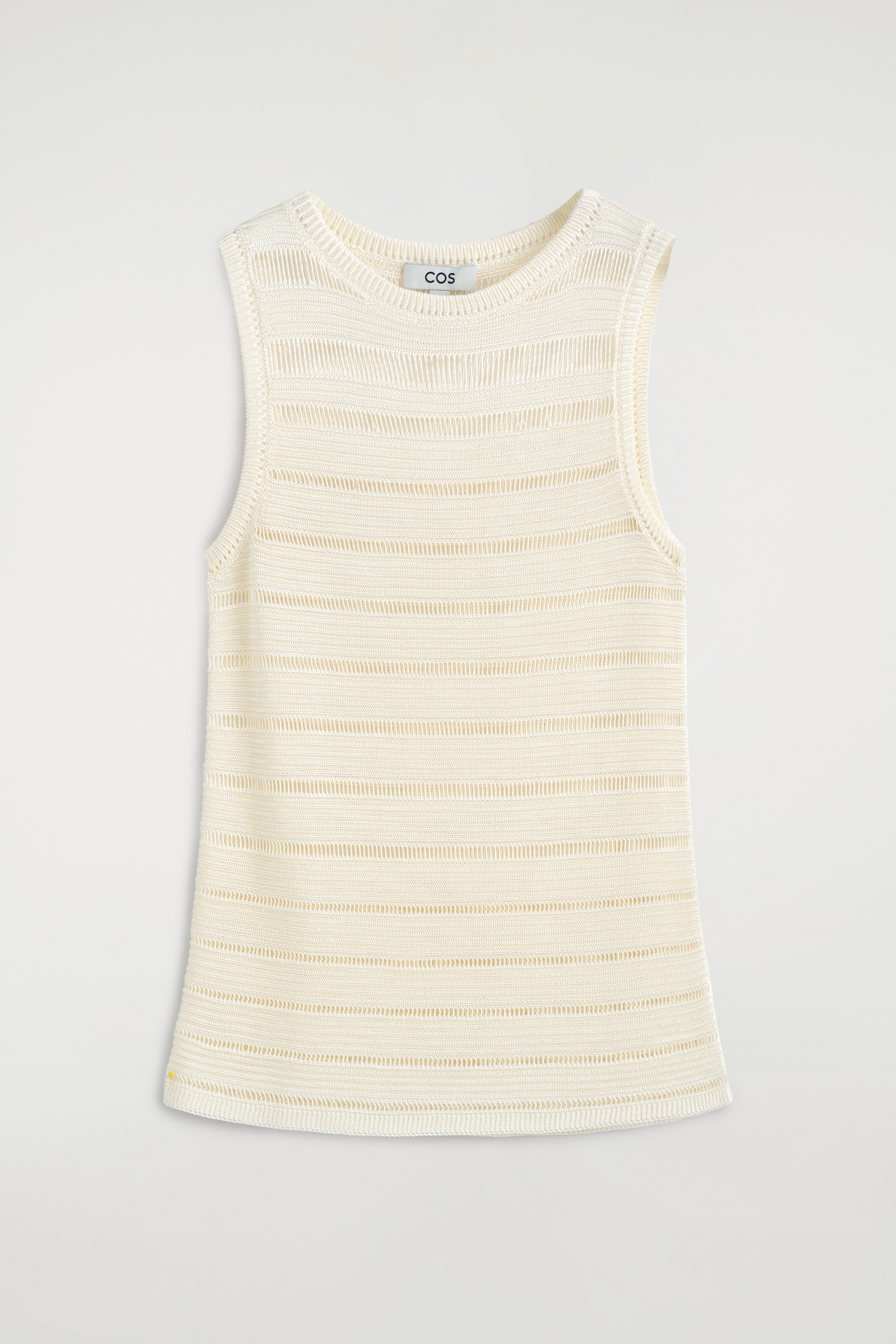 LADDER-STITCH KNITTED TOP - CREAM