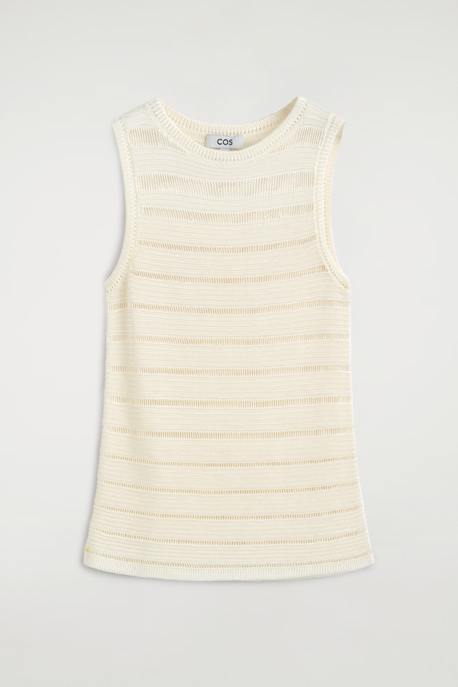LADDER-STITCH KNITTED TOP - CREAM - 1