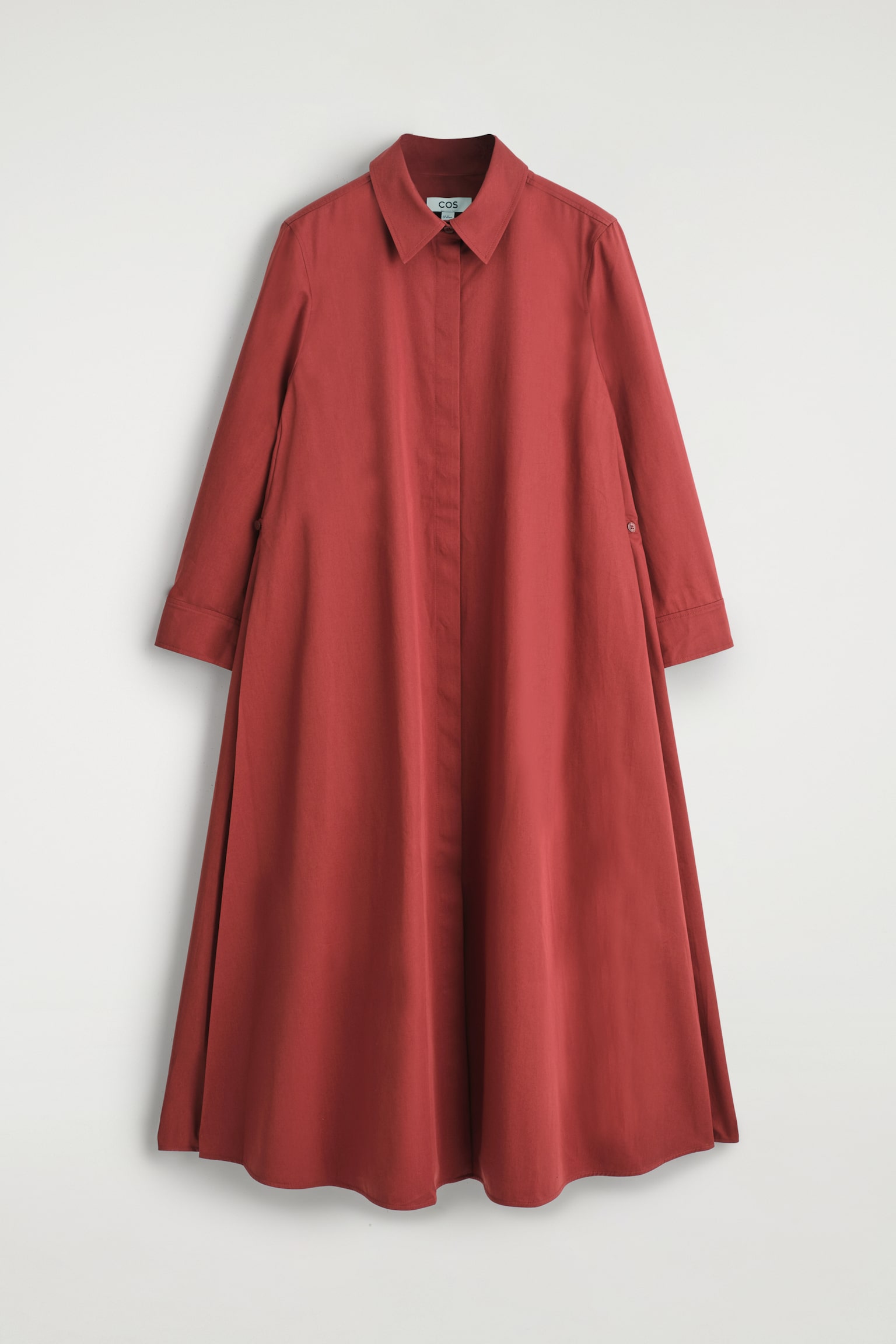 ROBE-CHEMISE LONGUE VOLUMINEUSE - ROUILLE/BLEU MARINE - 2