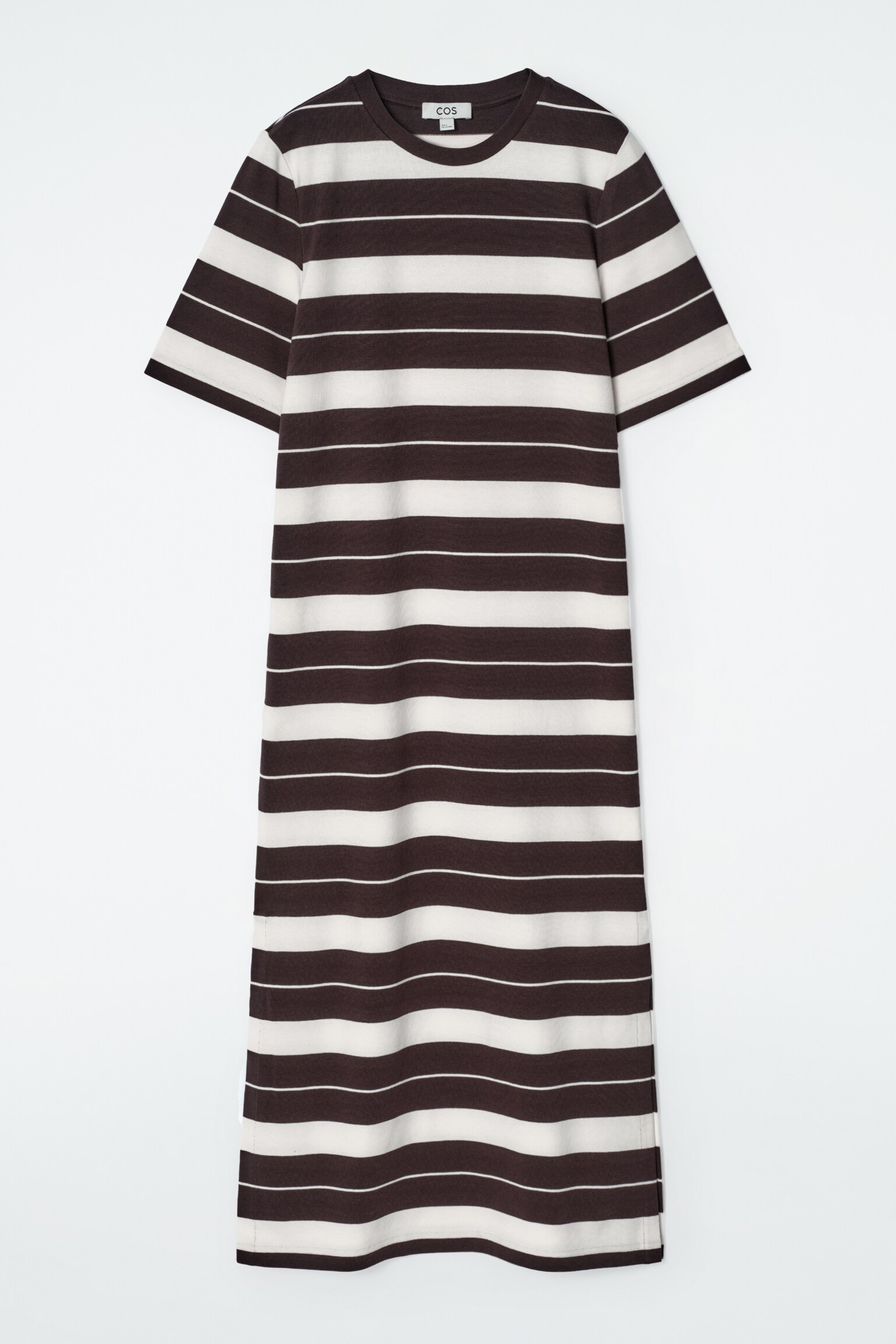 ROBE T-SHIRT MIDI EN COTON - BRUN / BLANC / RAYURES/NOIR/ORANGE - 2