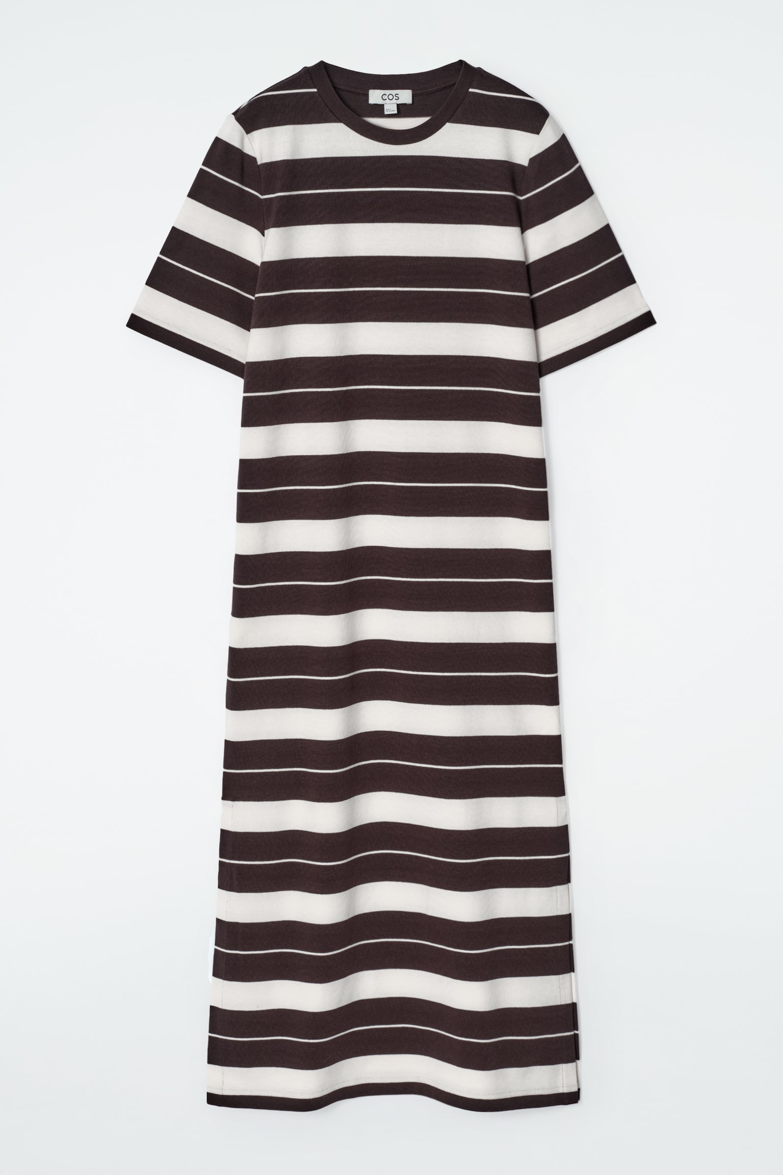ROBE T-SHIRT MIDI EN COTON - BRUN / BLANC / RAYURES/NOIR/ORANGE - 2