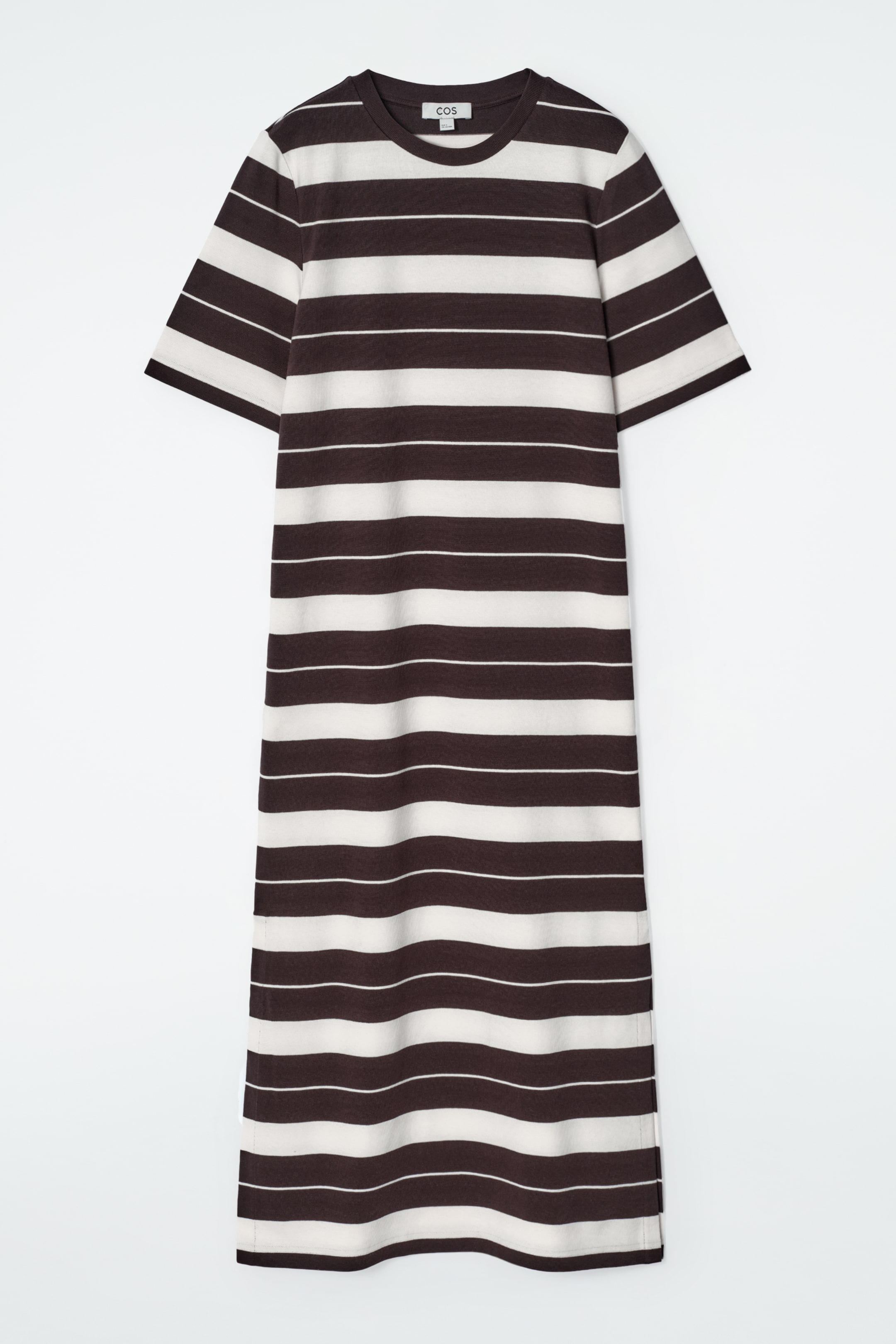 Grotere afbeelding bekijken: KATOENEN MIDI T-SHIRT JURK - BRUIN / WIT / GESTREEPT - DAMES | H&M BE 5