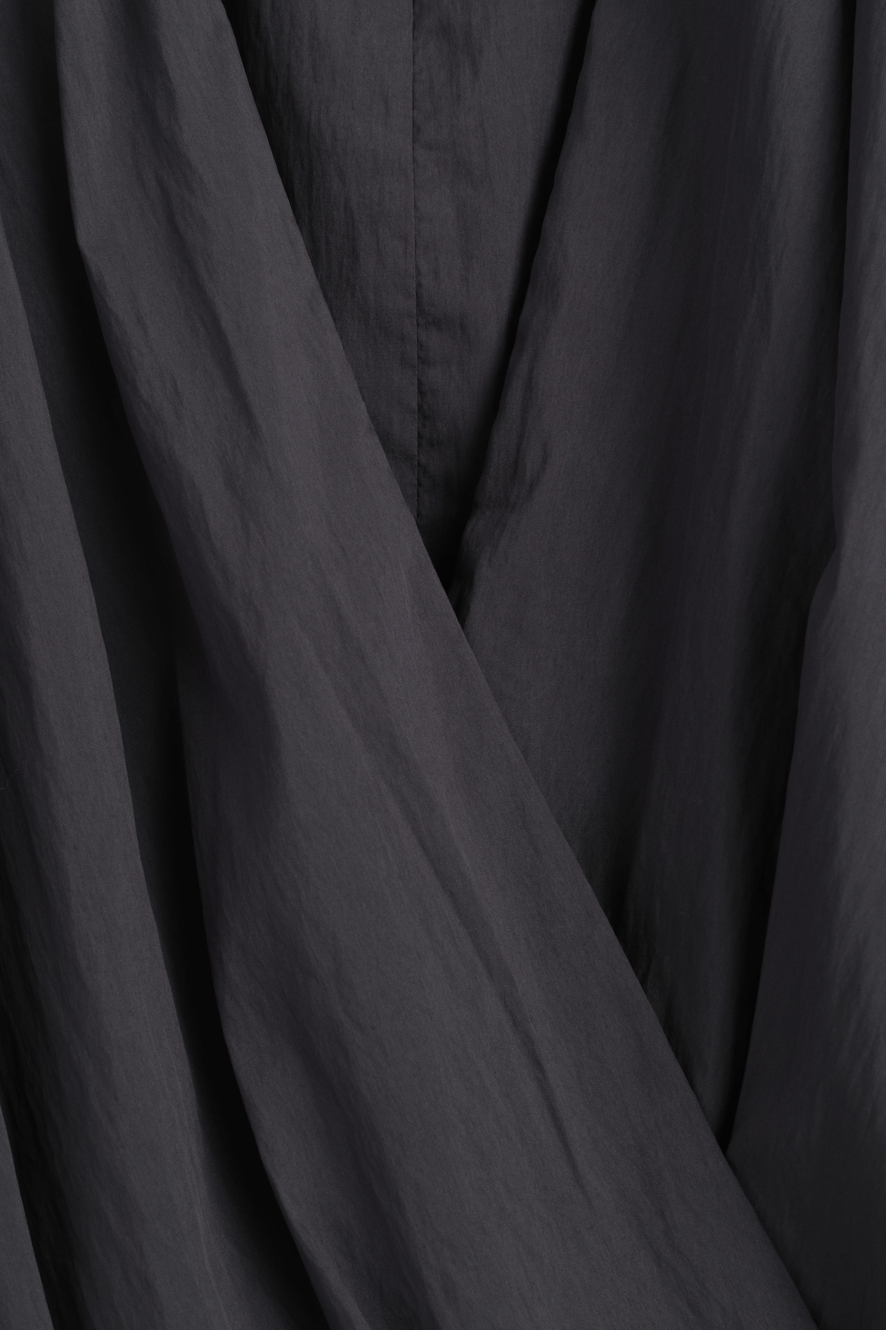GATHERED WRAP-OVER BLOUSE — CHARCOAL
