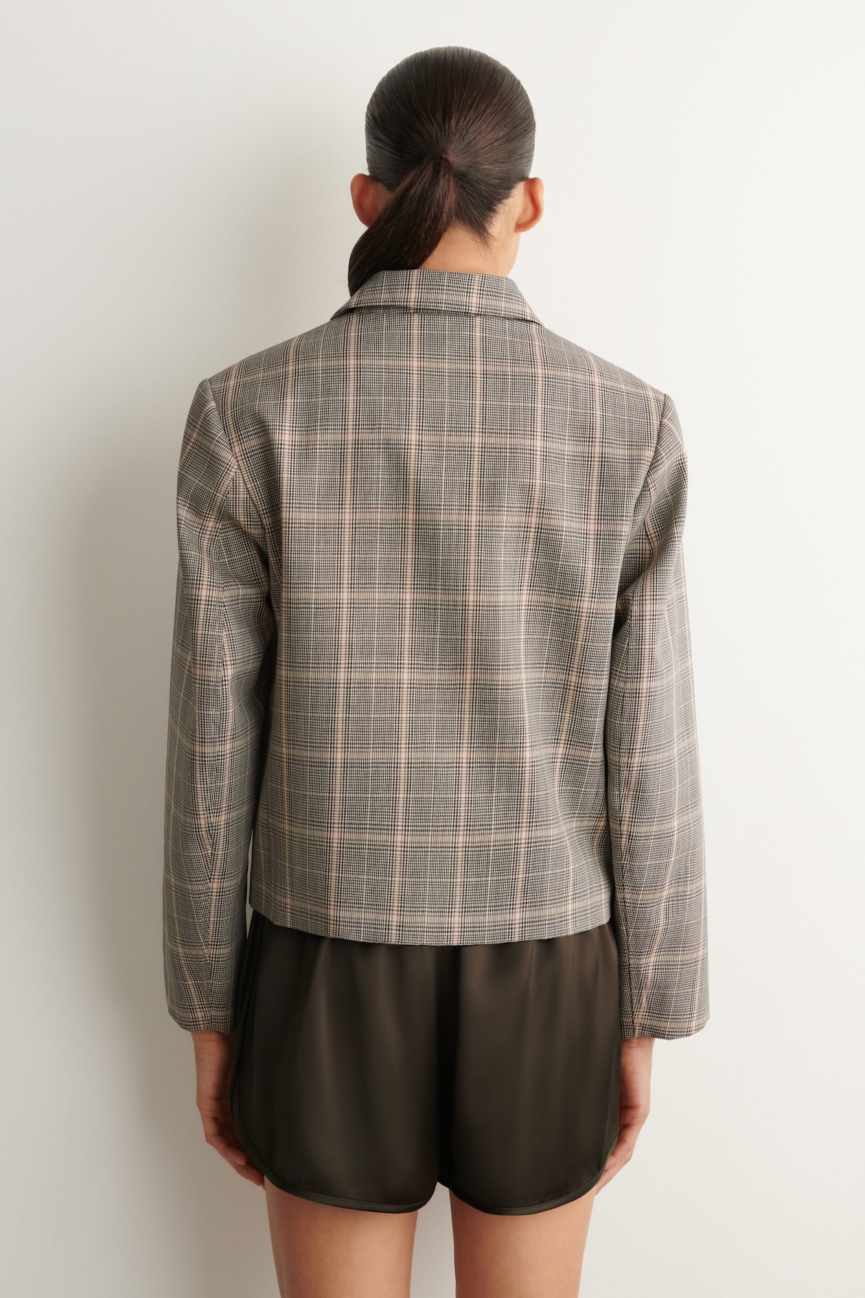 CHECKED WOOL JACKET — BEIGE / CHECKED