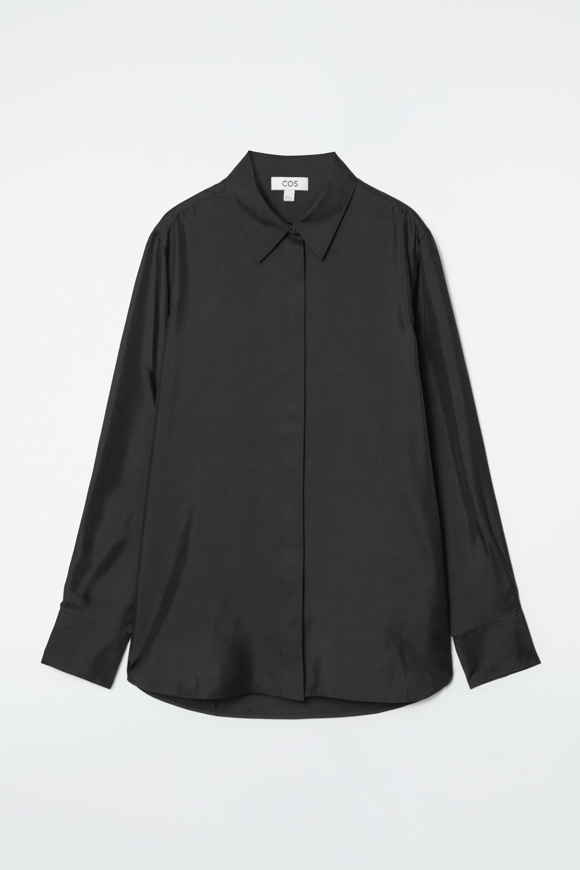 OVERSIZED PURE SILK SHIRT - BLACK | COS