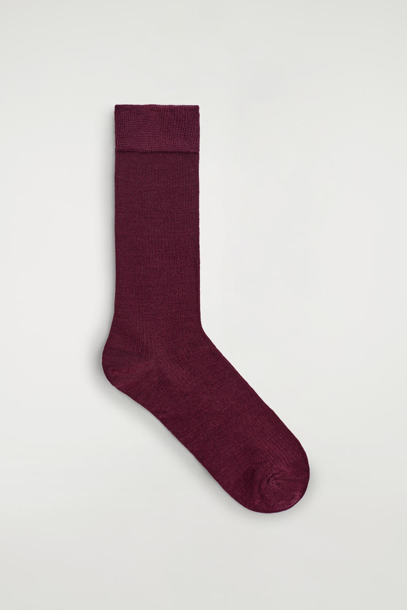 Cos Fine Wool Socks In Red
