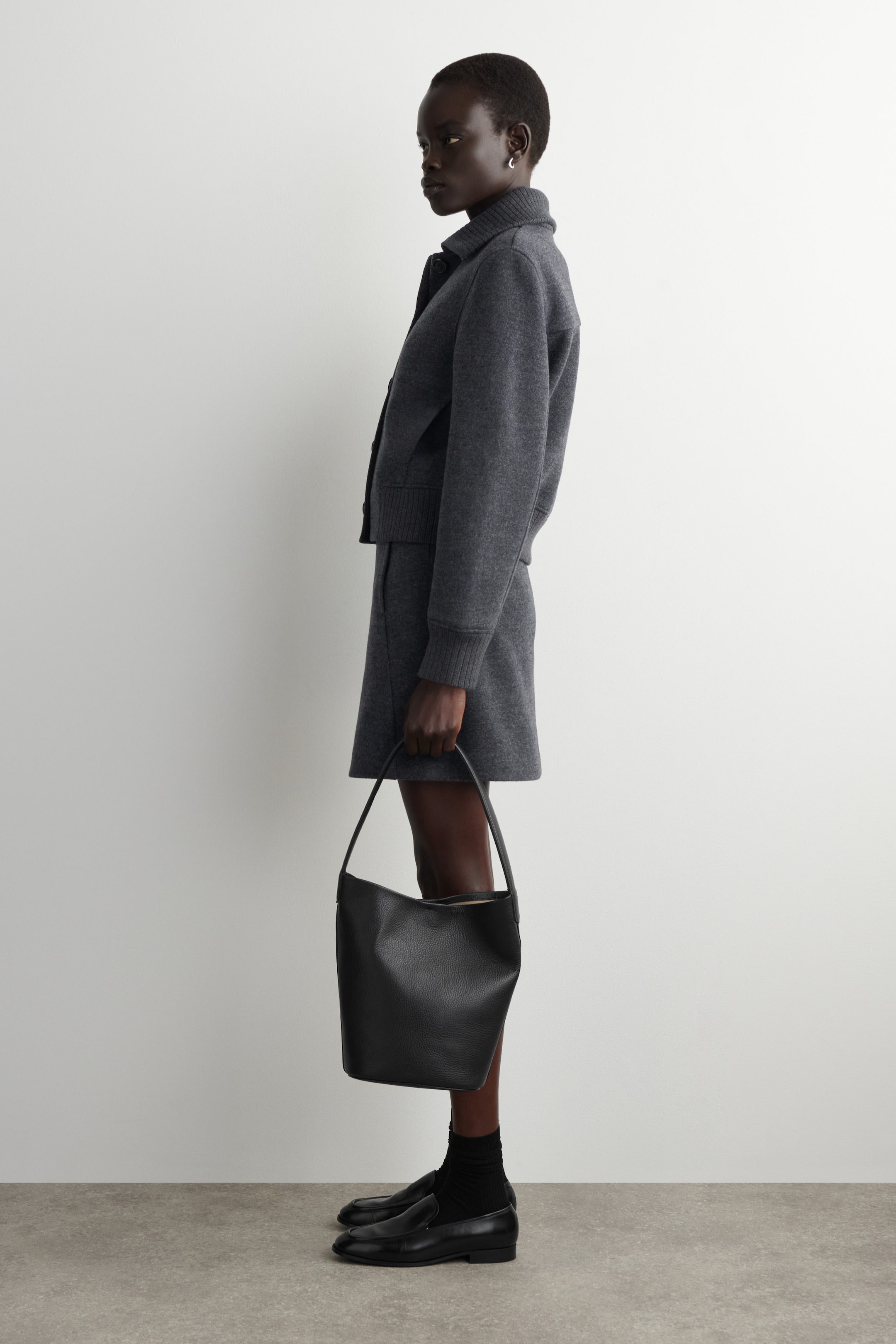 RIBBED-COLLAR BOILED MERINO WOOL JACKET