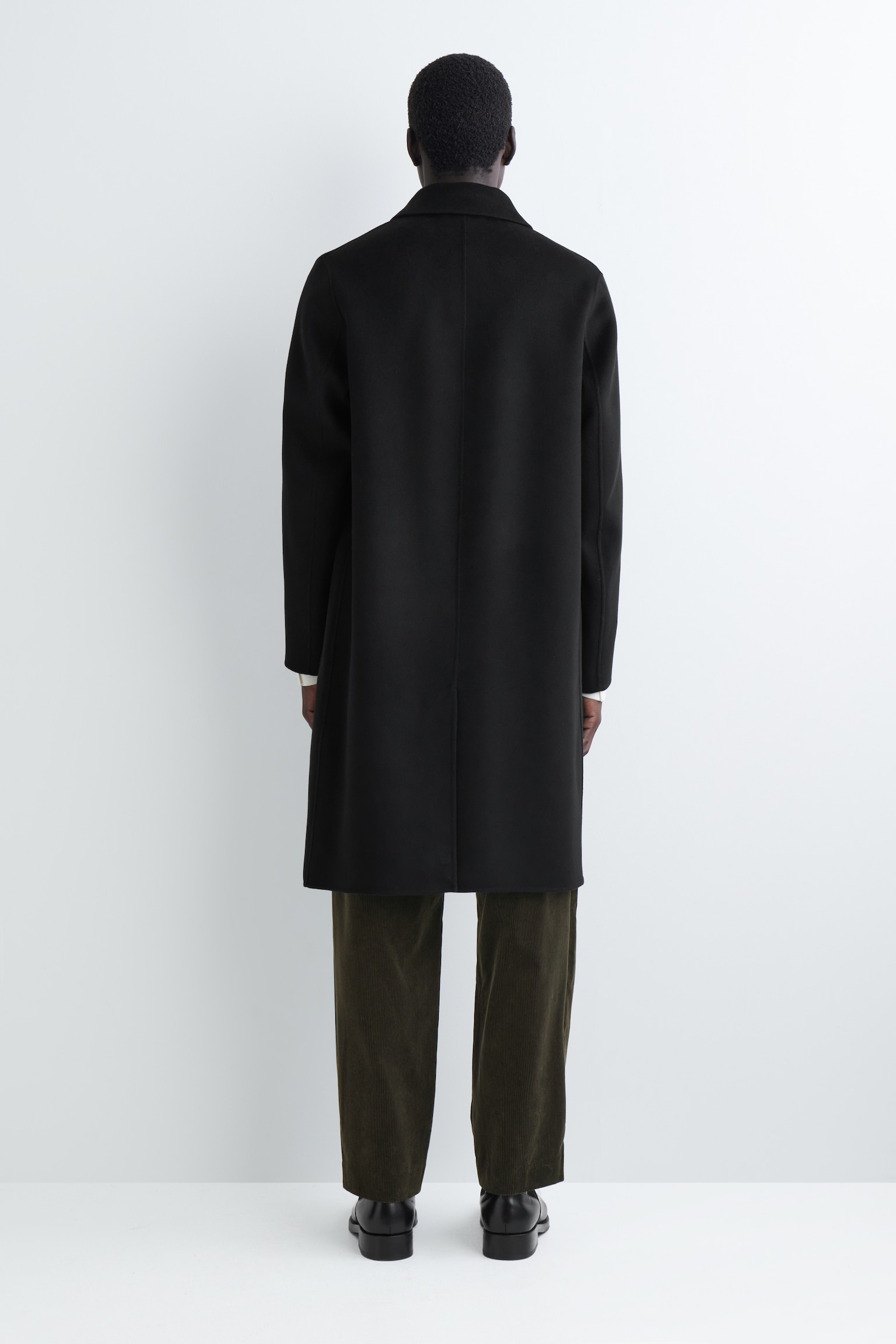 DOUBLE-FACED WOOL CAR COAT - BLACK/DARK KHAKI - 7