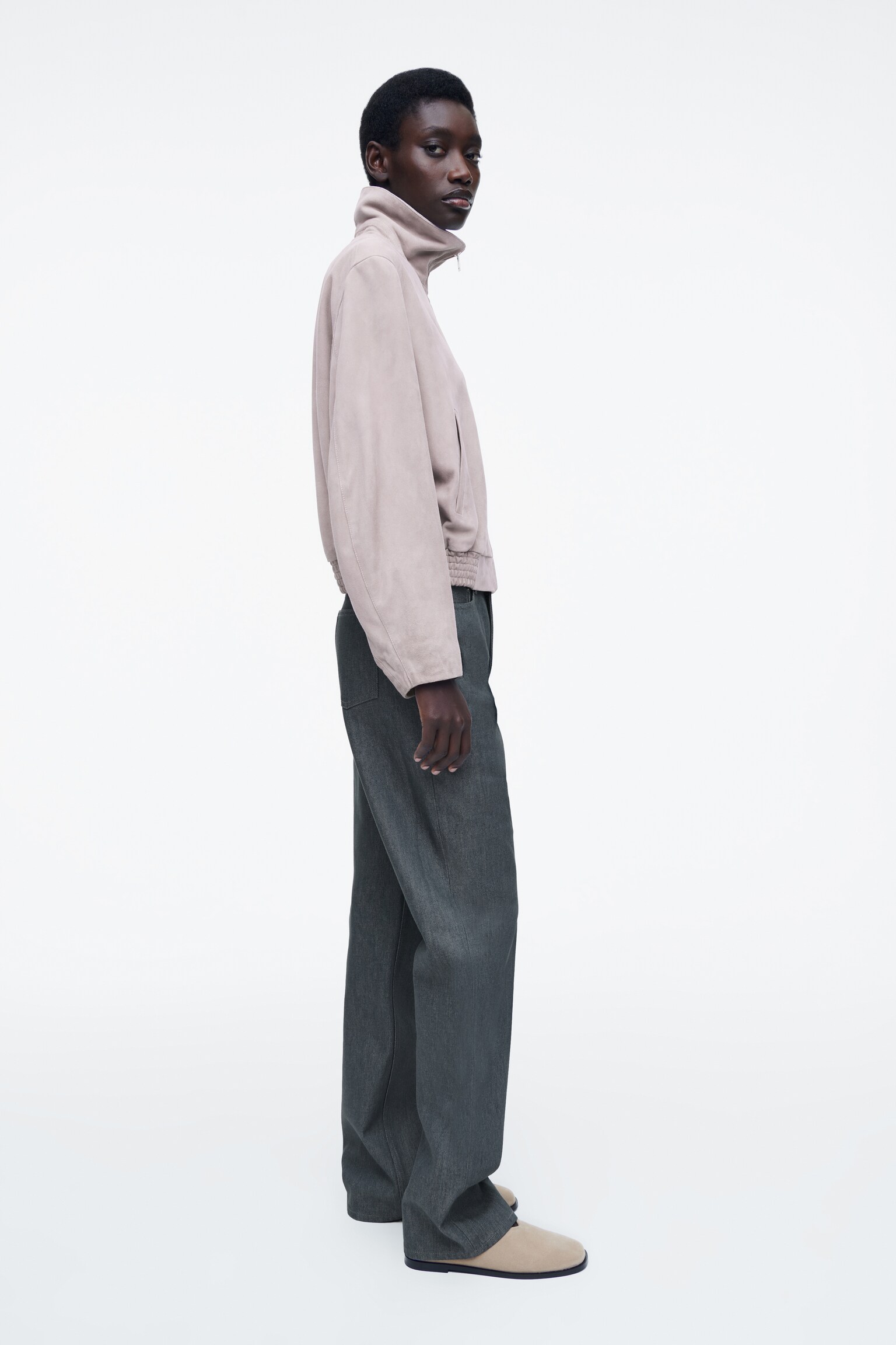 BLOUSON EN DAIM - LILAS - 5