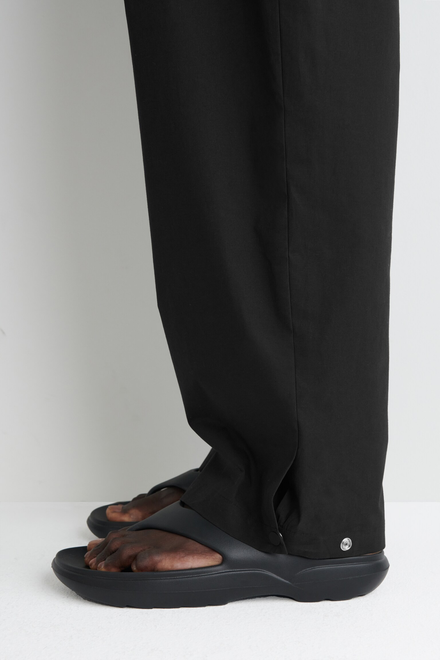 COTTON BARREL-LEG TROUSERS - BLACK/GREY - 6