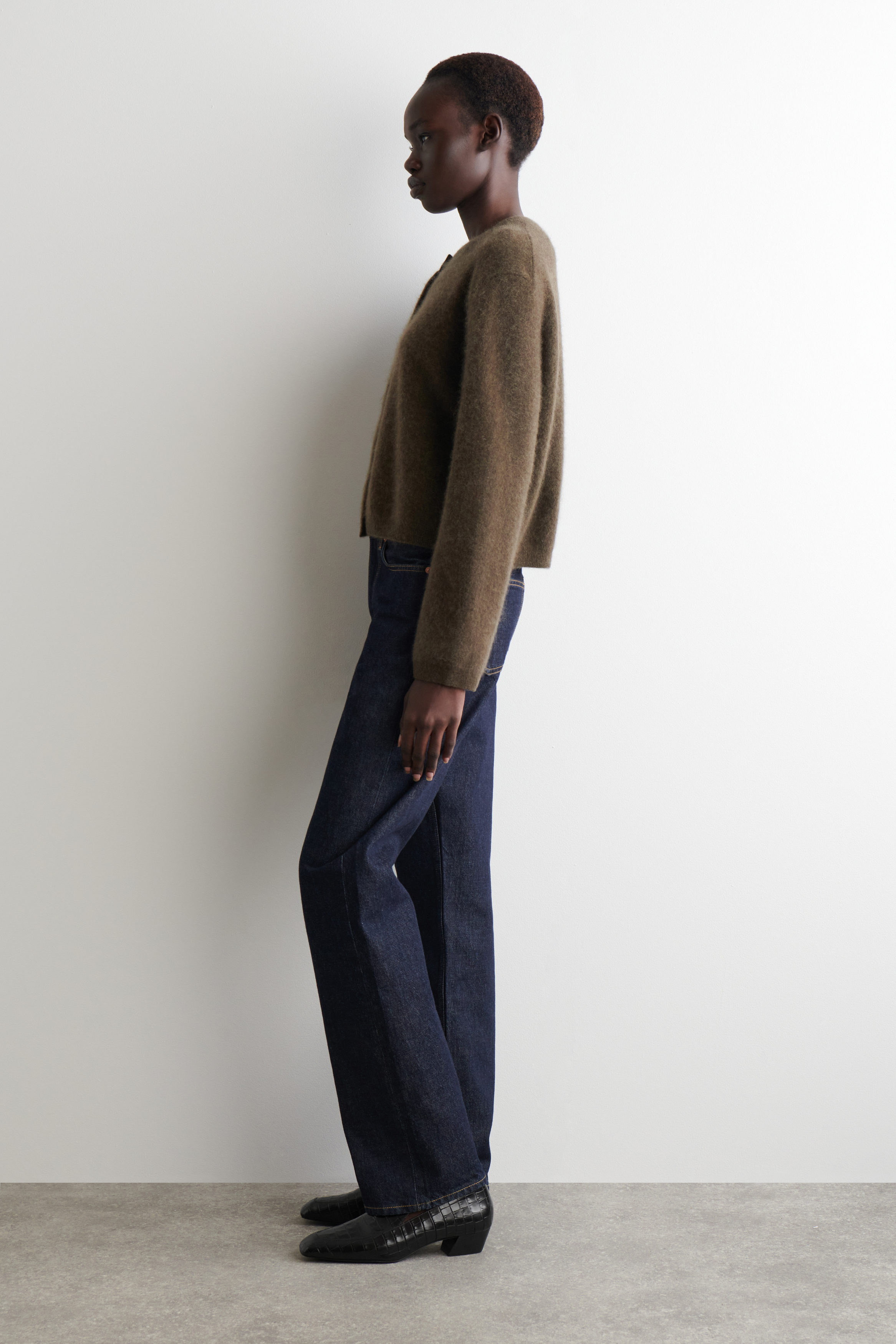BRUSHED-CASHMERE CARDIGAN - KHAKI | COS