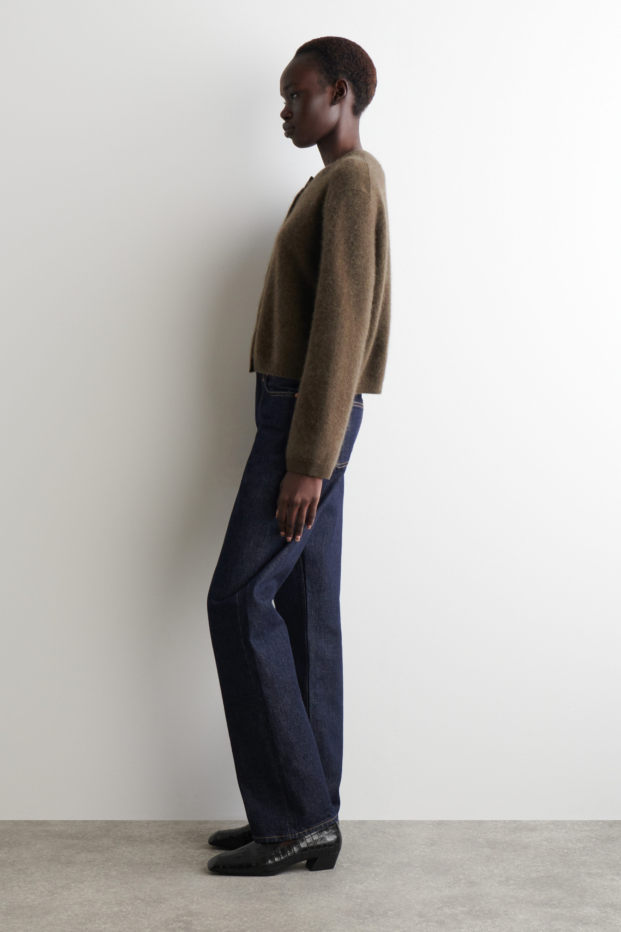 BRUSHED-CASHMERE CREW-NECK CARDIGAN