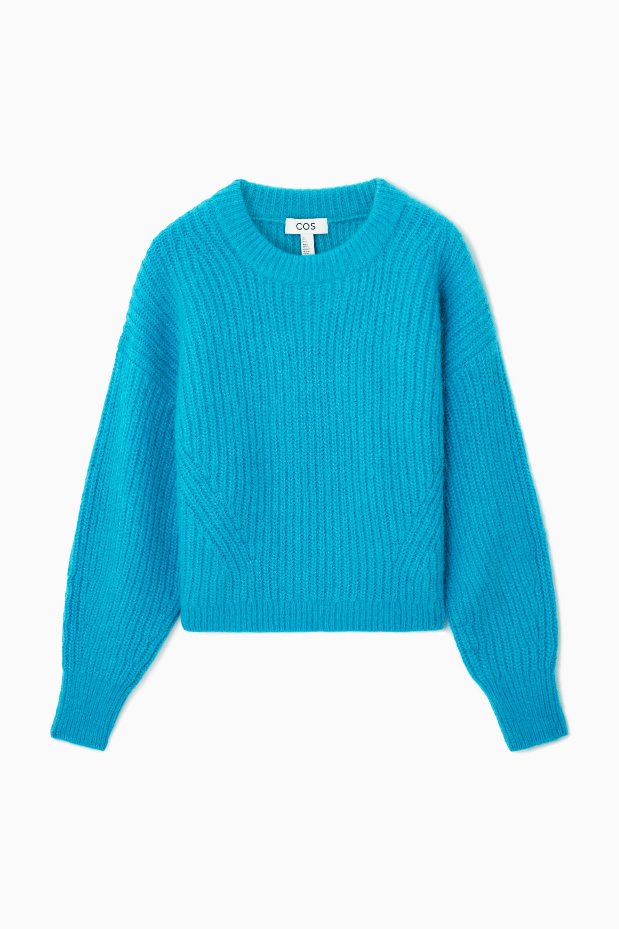 トップス coz CROPPED ALPACA AND WOOL-BLEND SWEATER - BRIGHT TURQUOISE | COS US