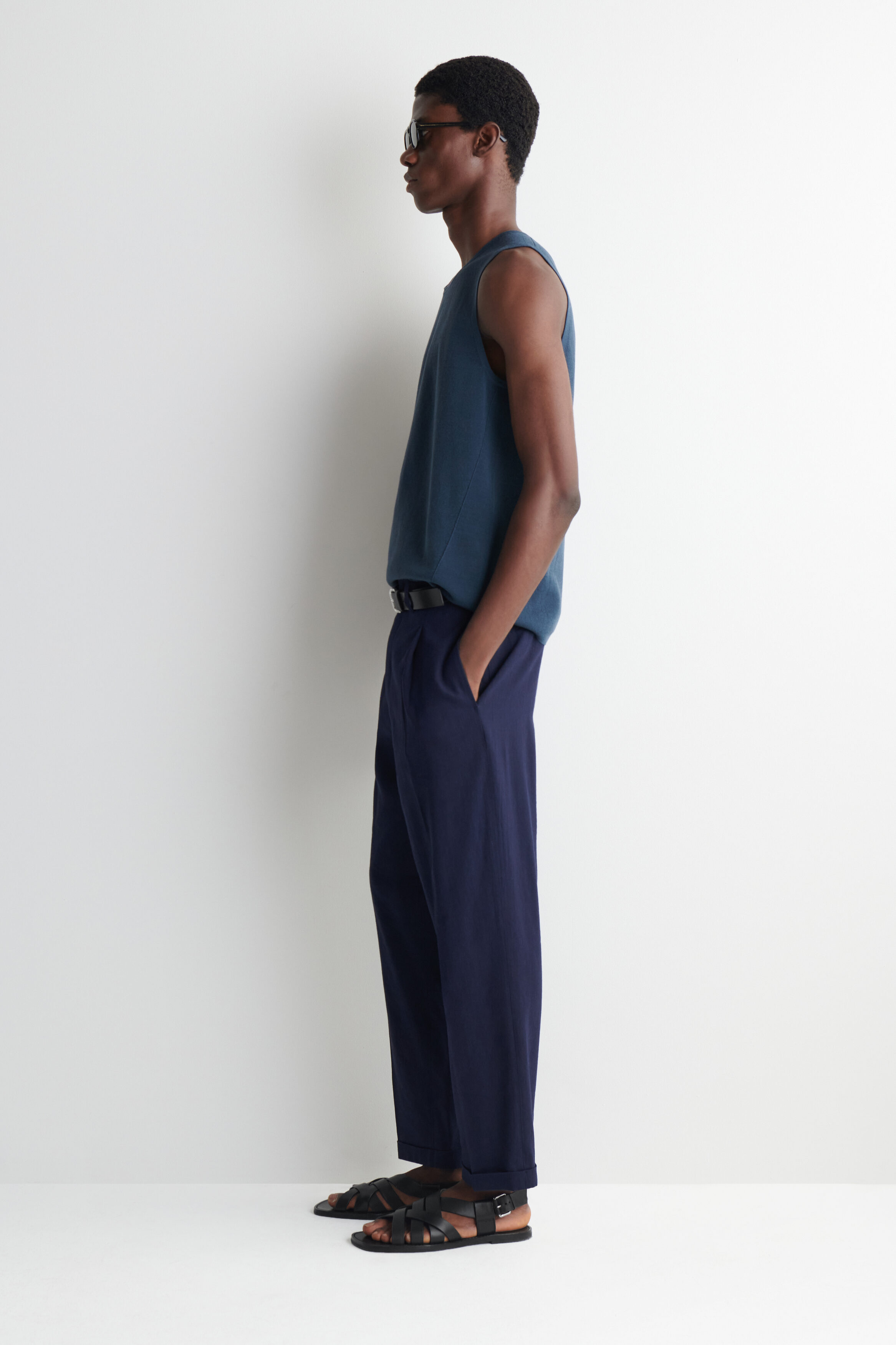 KNITTED LINEN TANK TOP - DARK BLUE | COS US