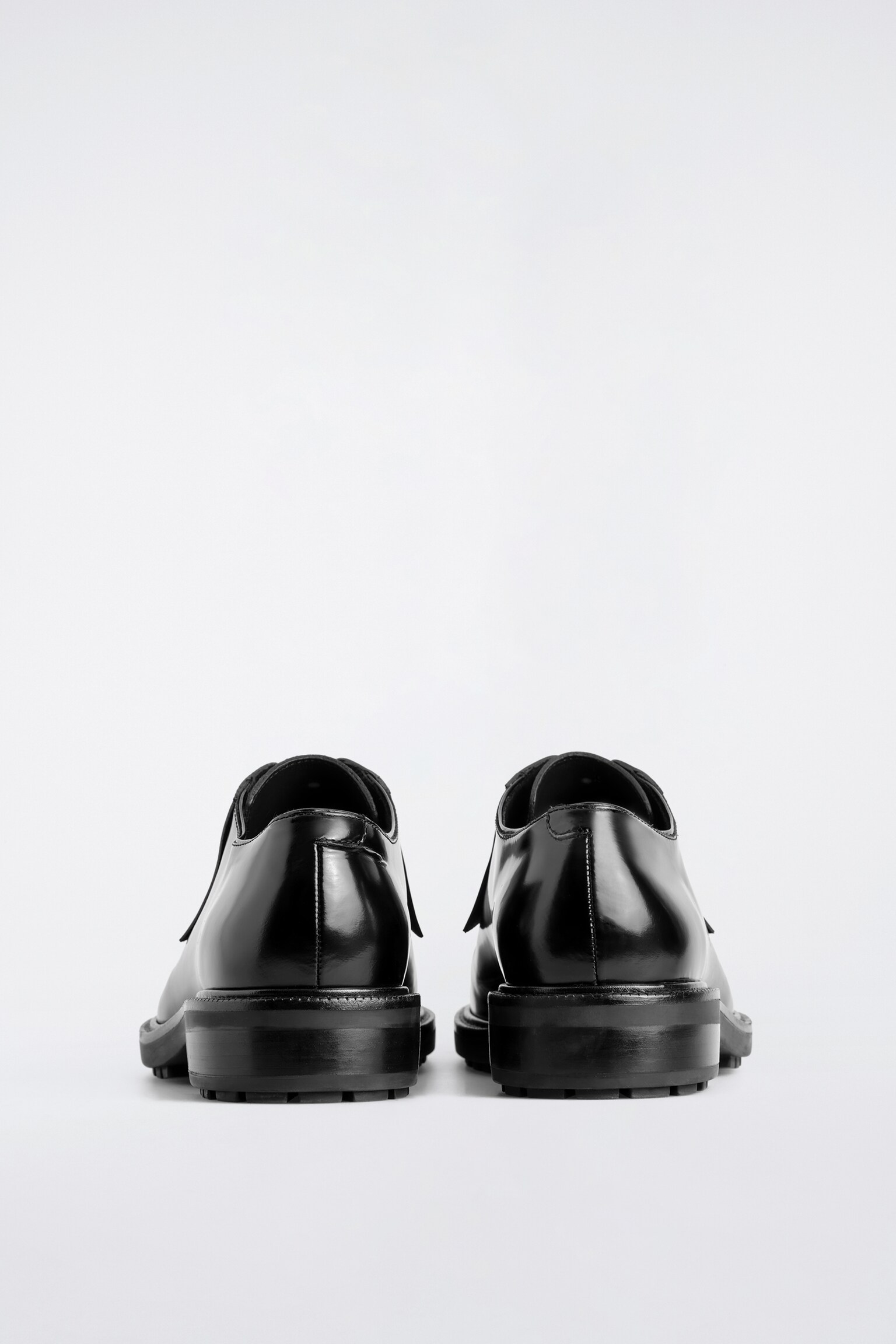 SKÓRZANE BUTY OXFORDY - CZARNY/BORDOWY - 3