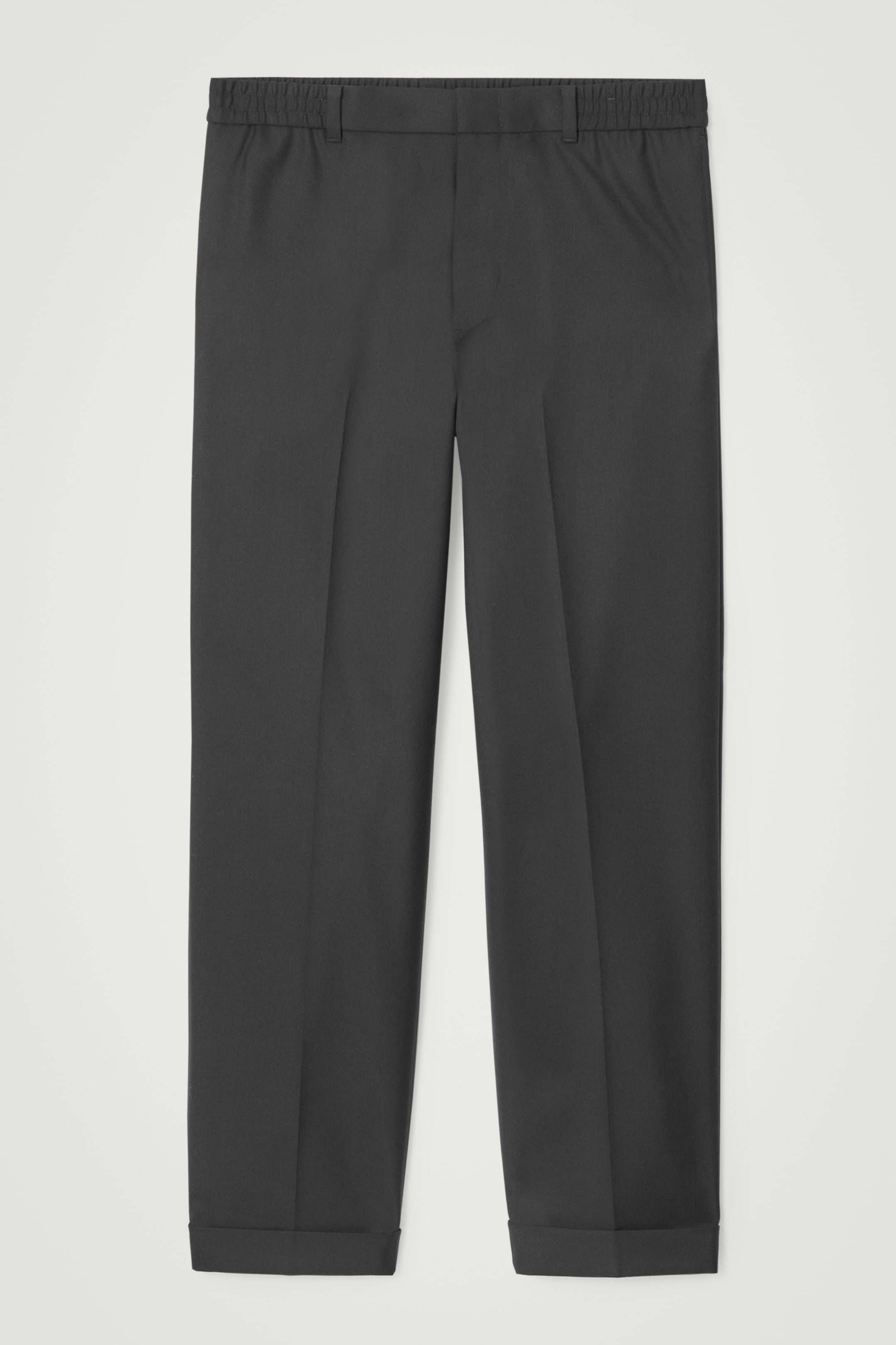 Agrandir l'image: PANTALON DROIT À REVERS EN LAINE MÉLANGÉE - NOIR - HOMME | H&M CH 1