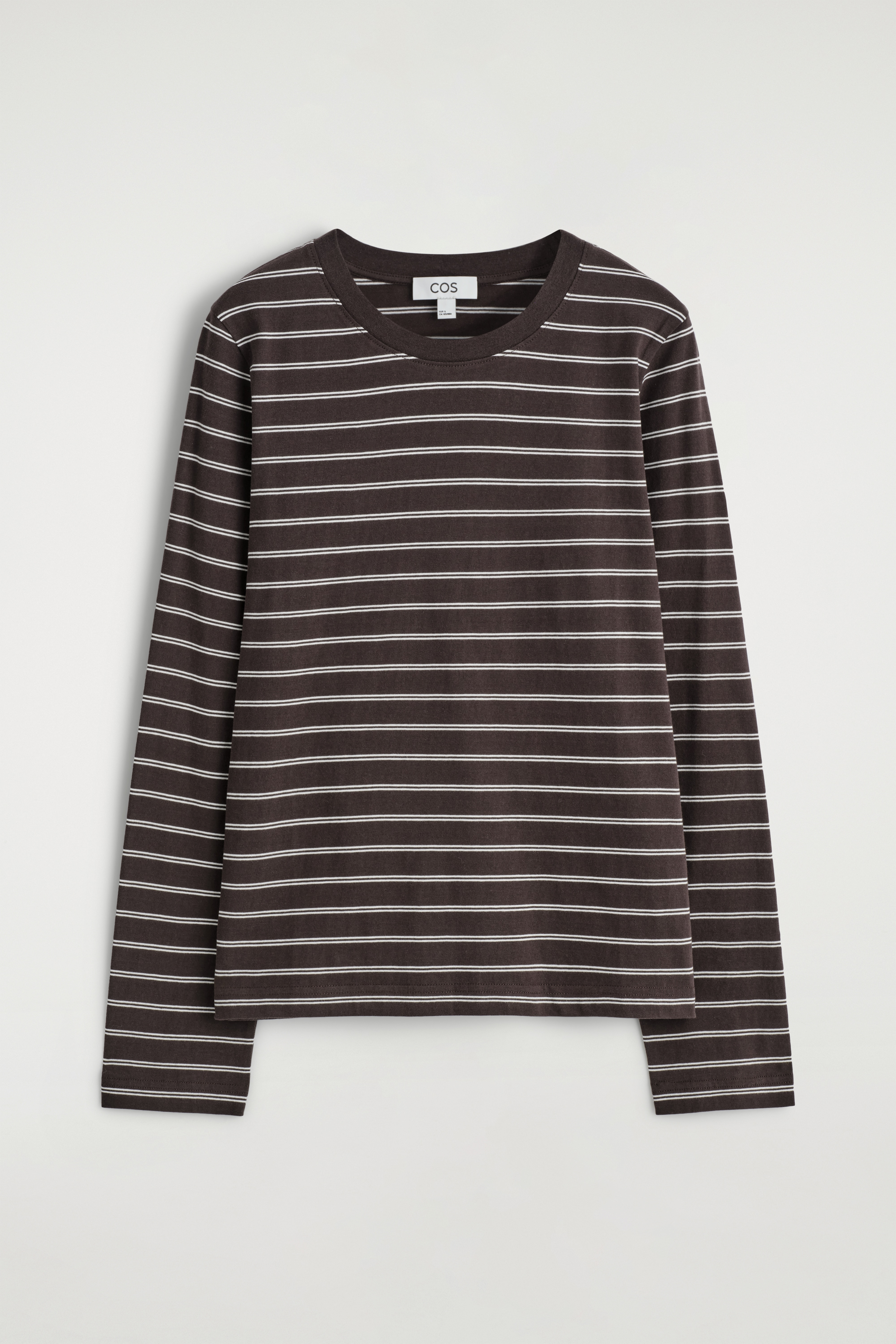 T-SHIRT 24/7 A MANICHE LUNGHE - MARRONE / RIGHE/BIANCO