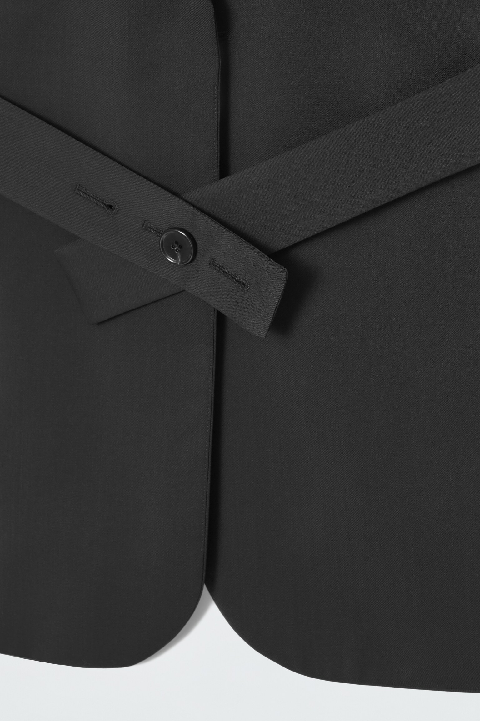 LONGLINE BACKLESS WOOL WAISTCOAT - BLACK - 2