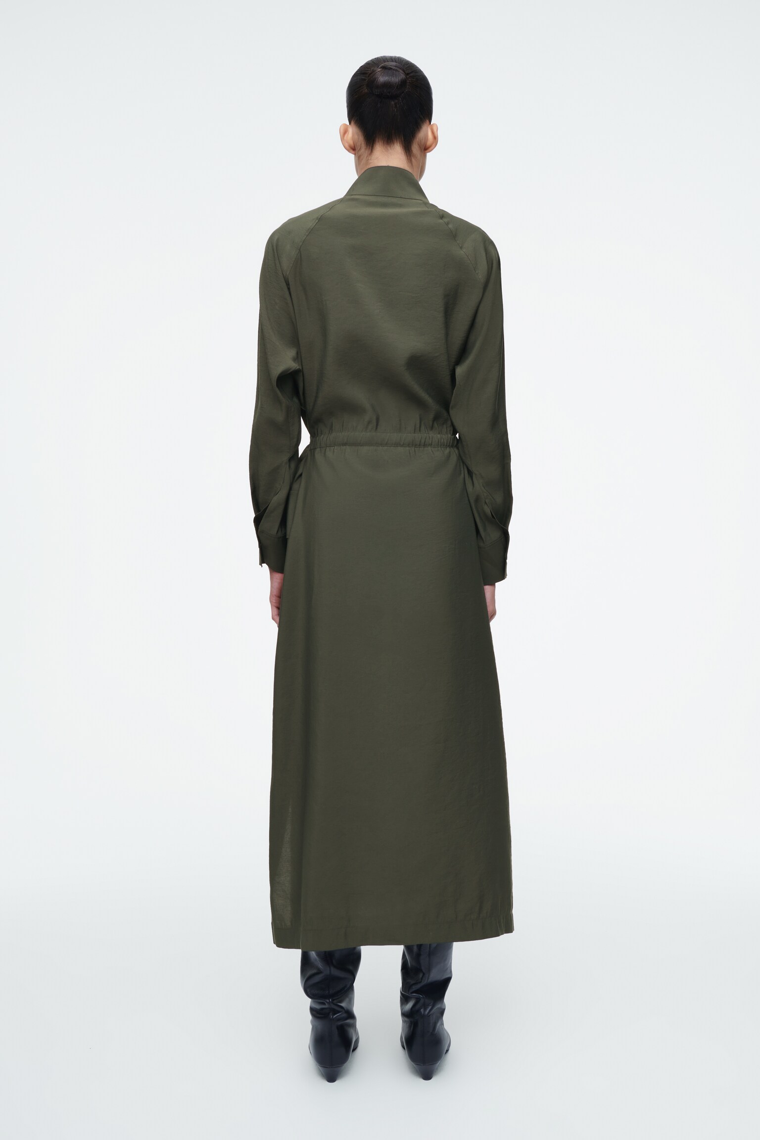 VESTIDO CAMISERO FUNCIONAL CON CINTURÓN - VERDE OSCURO - 6